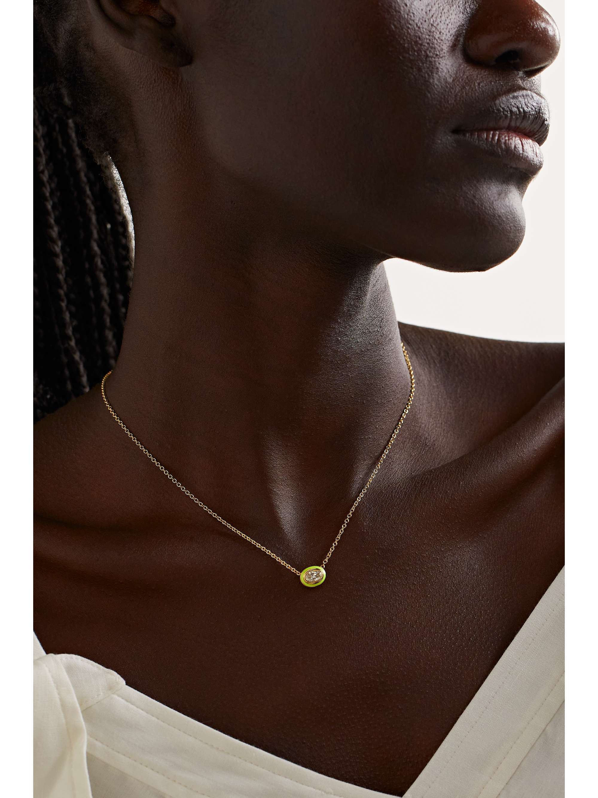 Gold Lenox Reign 18-karat gold, diamond and enamel necklace  MELISSA 