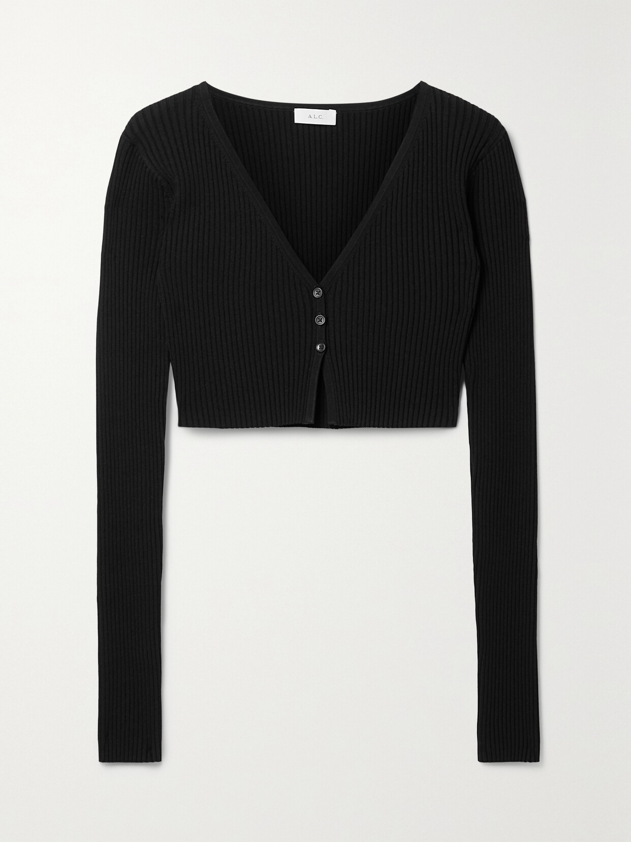 A.L.C HALLIE CROPPED RIBBED-KNIT CARDIGAN