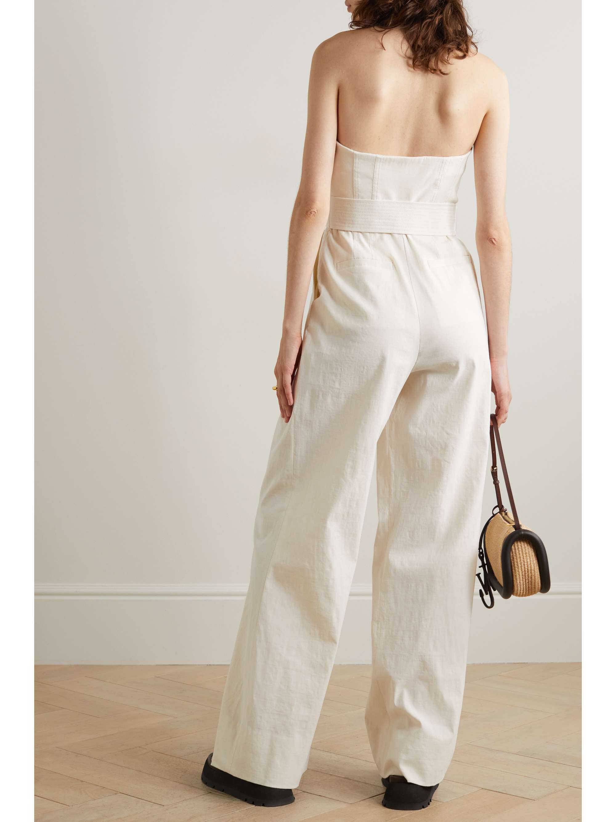 A.L.C. Elsie strapless belted linen-blend jumpsuit