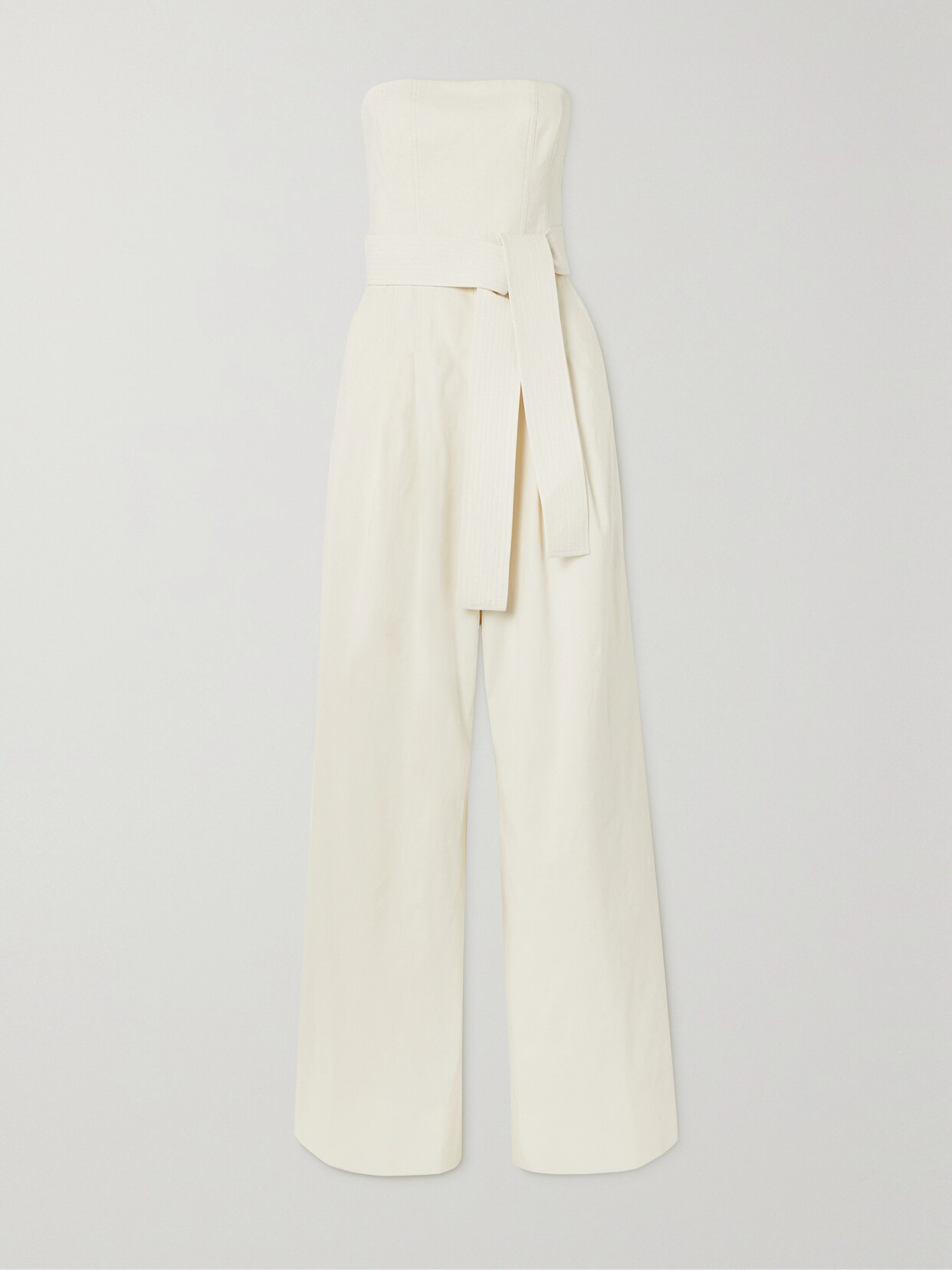 A.L.C ELSIE STRAPLESS BELTED LINEN-BLEND JUMPSUIT