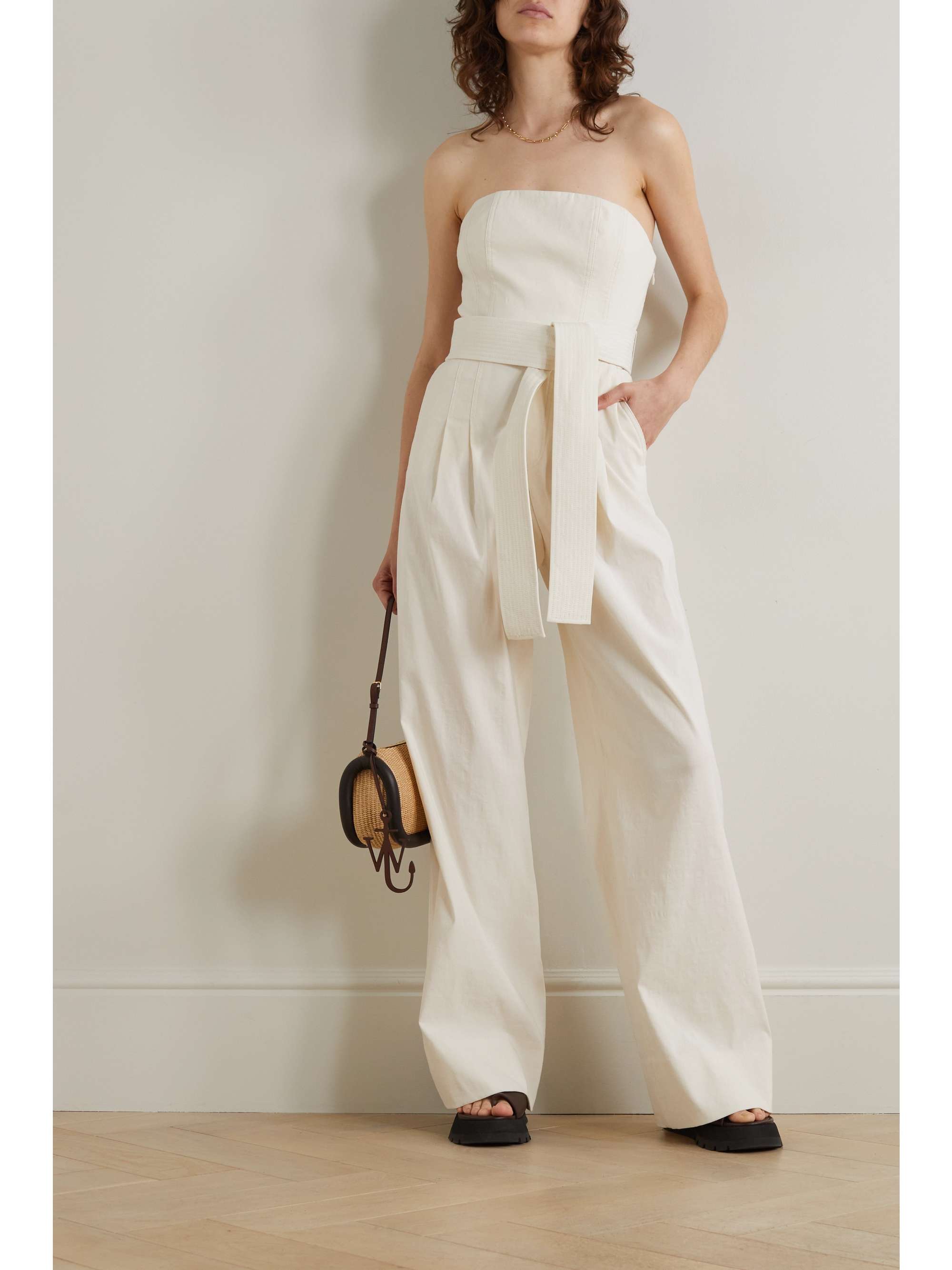 A.L.C. Elsie strapless belted linen-blend jumpsuit