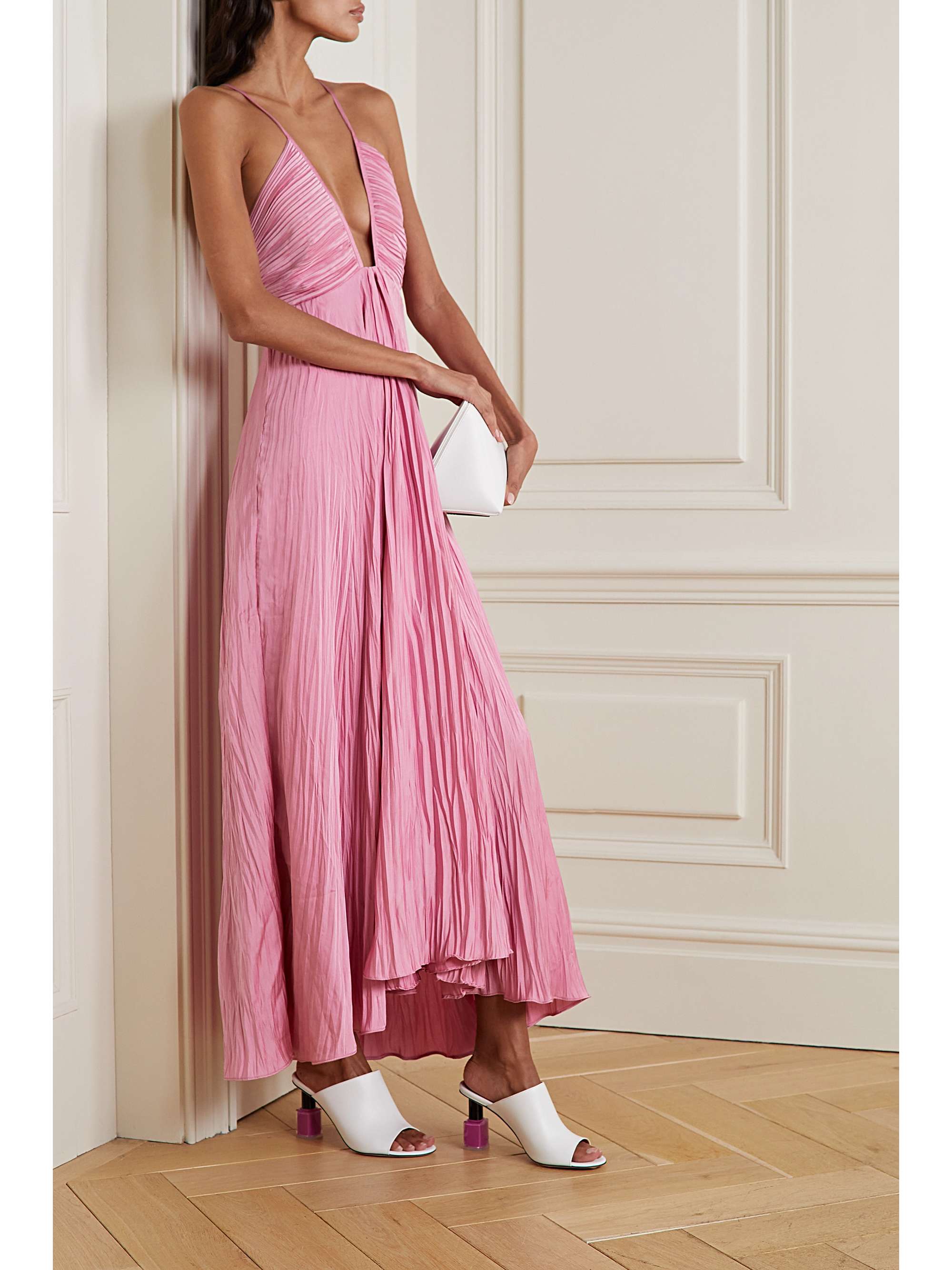 A.L.C. Angelina plissé-satin maxi dress | NET-A-PORTER