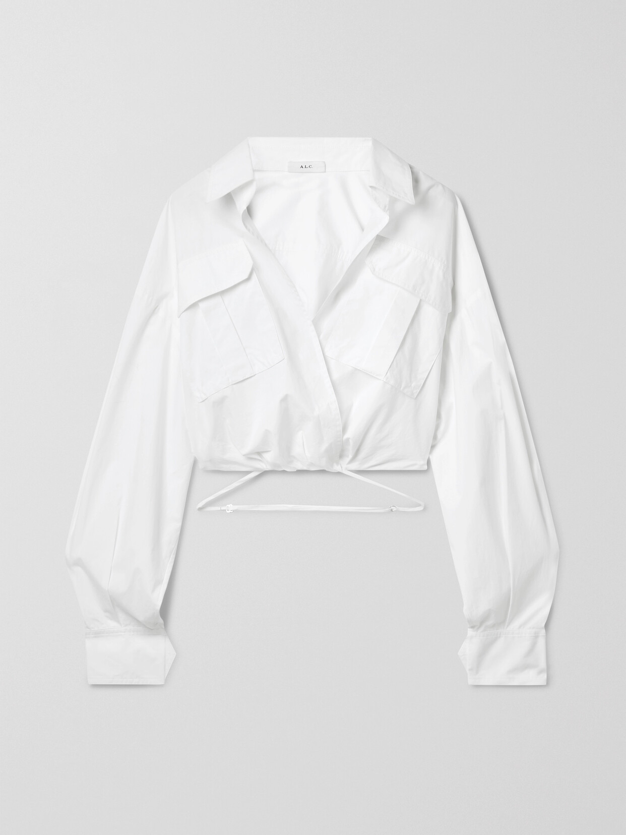 A.L.C. - Corbin Cropped Wrap-effect Cotton-poplin Top - White