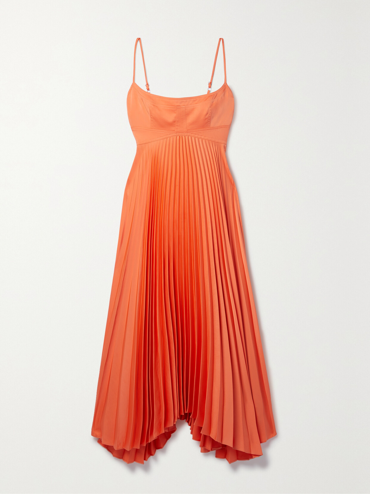 A.L.C. - Hollie Cutout Pleated Satin Midi Dress - Orange