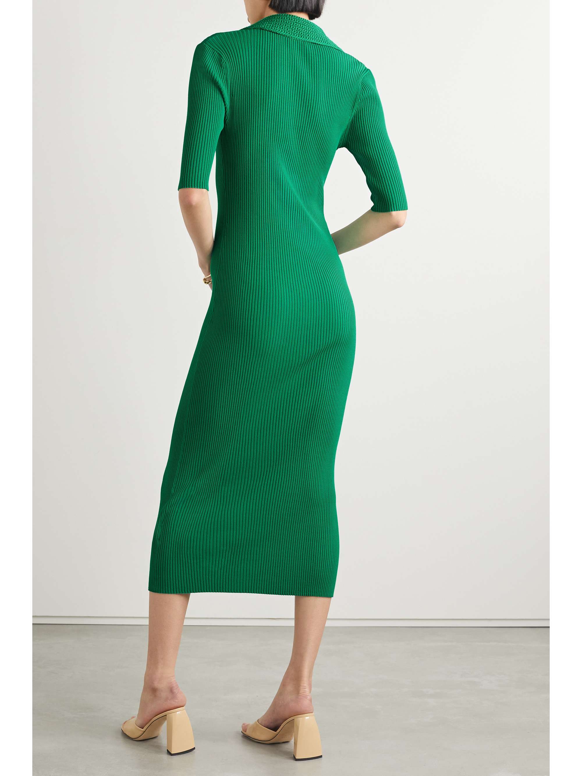 A.L.C. Adrian crochettrimmed ribbedknit midi dress NETAPORTER