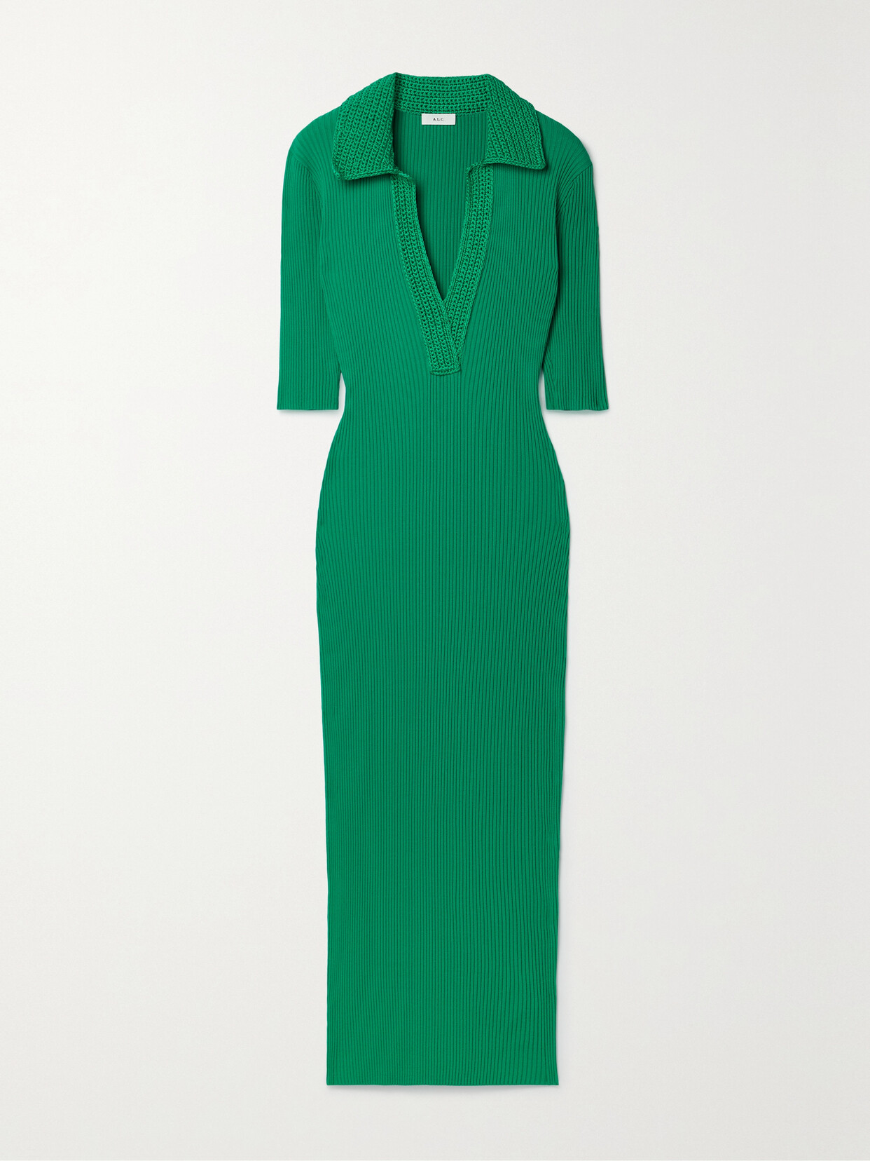 A.L.C. - Adrian Crochet-trimmed Ribbed-knit Midi Dress - Green