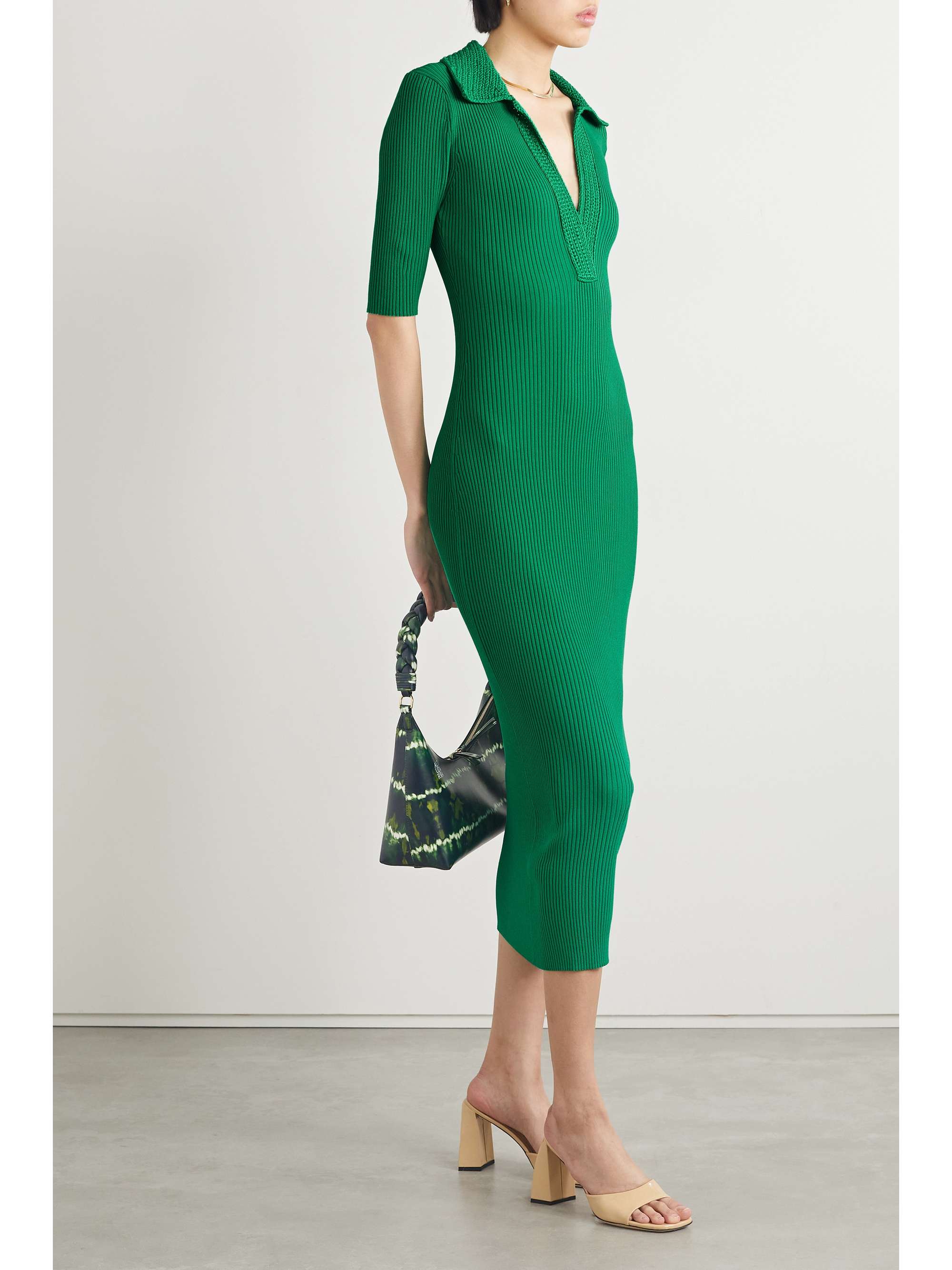 A.L.C. Adrian crochettrimmed ribbedknit midi dress NETAPORTER