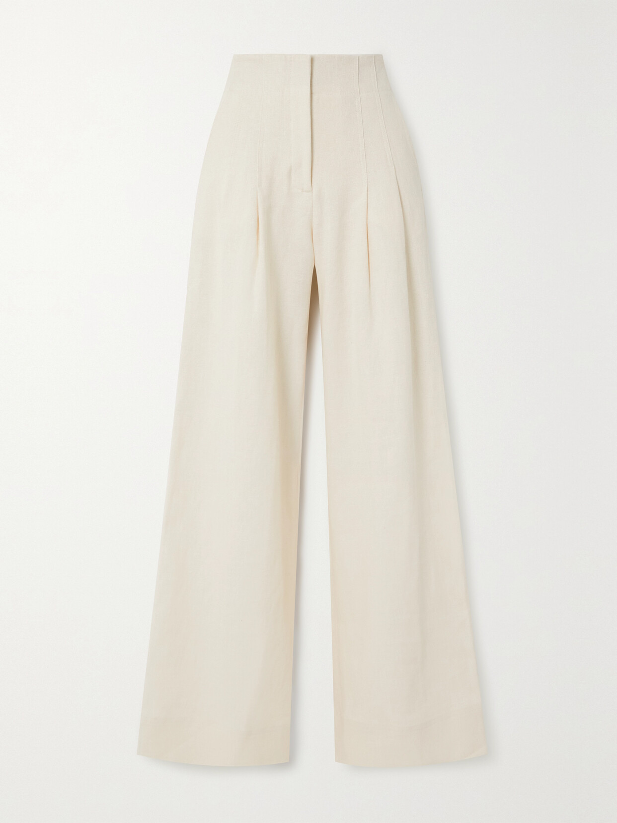 A.L.C. - Bennett Pleated Cotton And Linen-blend Wide-leg Pants - Ecru