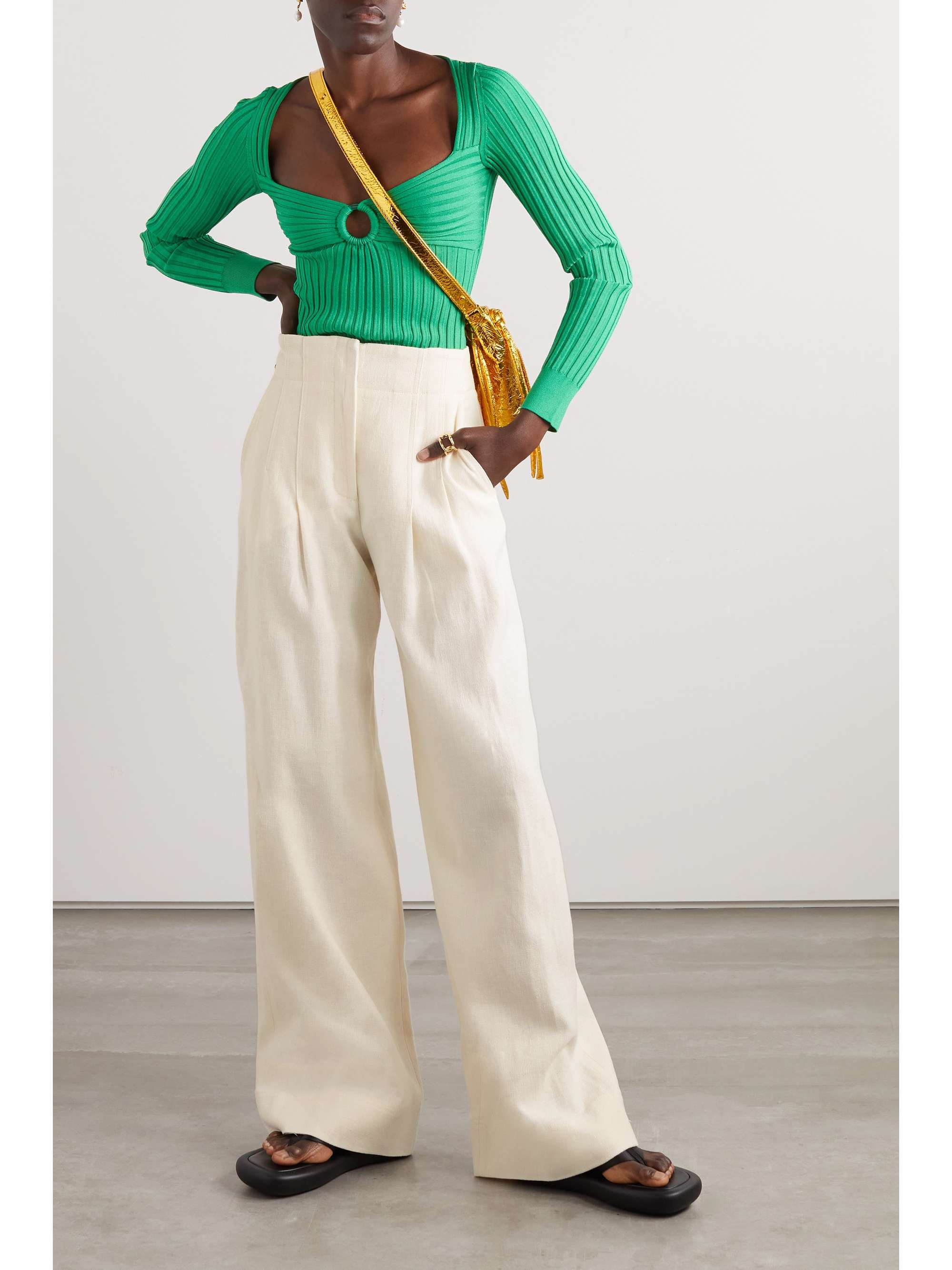 A.L.C. Bennett pleated cotton and linen-blend wide-leg pants | NET