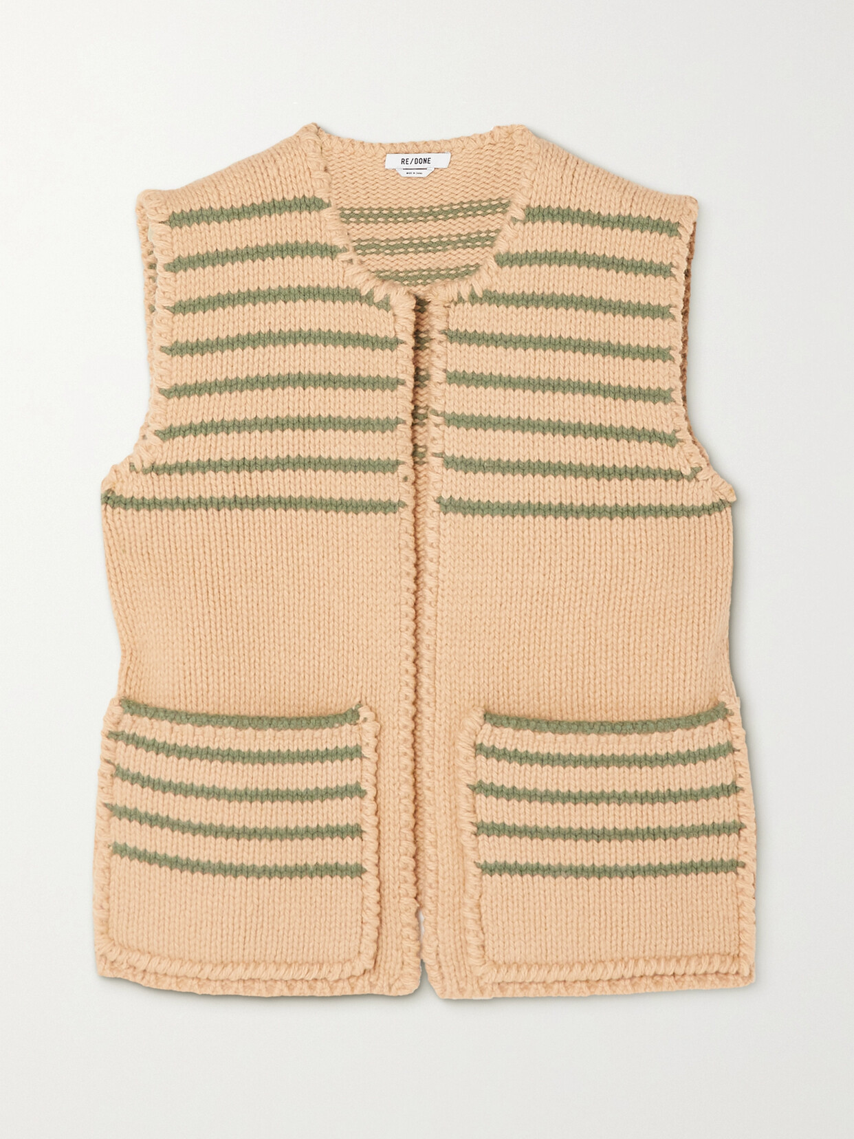 RE/DONE Striped Wool-blend Vest - Neutrals
