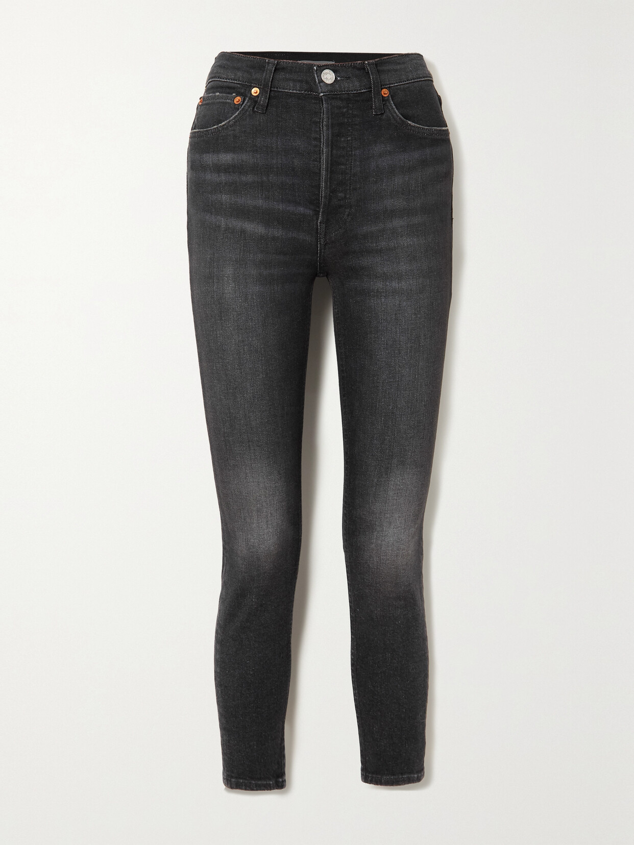 RE/DONE 90s Cropped High-rise Slim-leg Jeans - Black