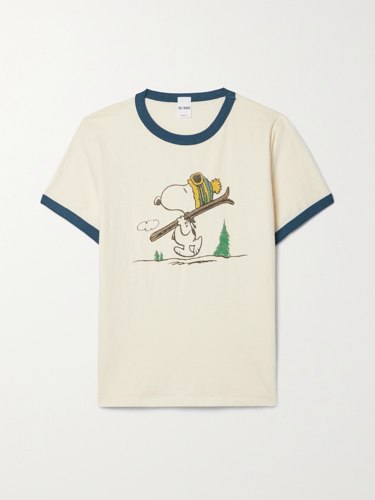 RE/DONE + PEANUTS PRINTED COTTON-JERSEY T-SHIRT