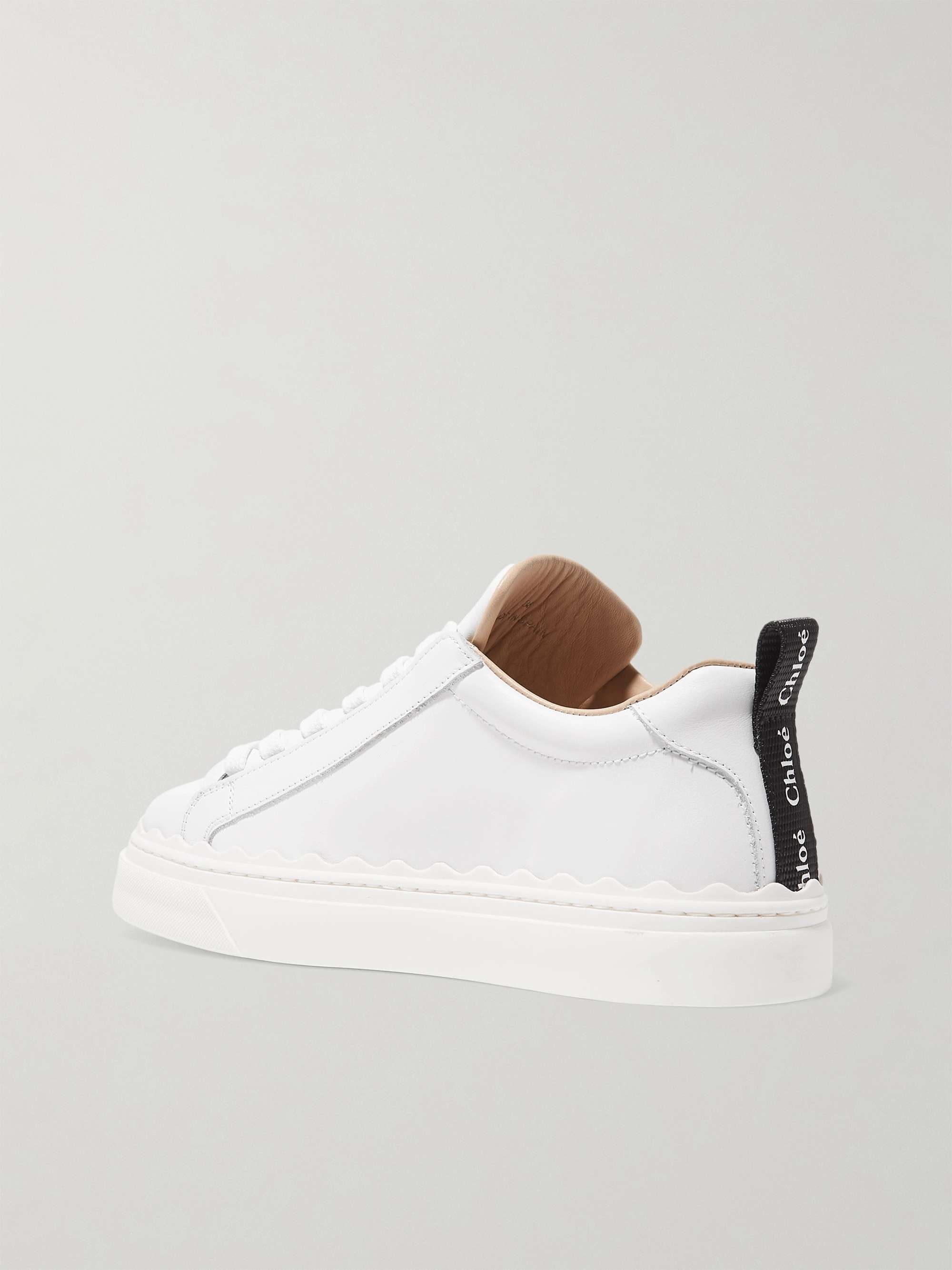 CHLOÉ + NET SUSTAIN Lauren scalloped leather sneakers