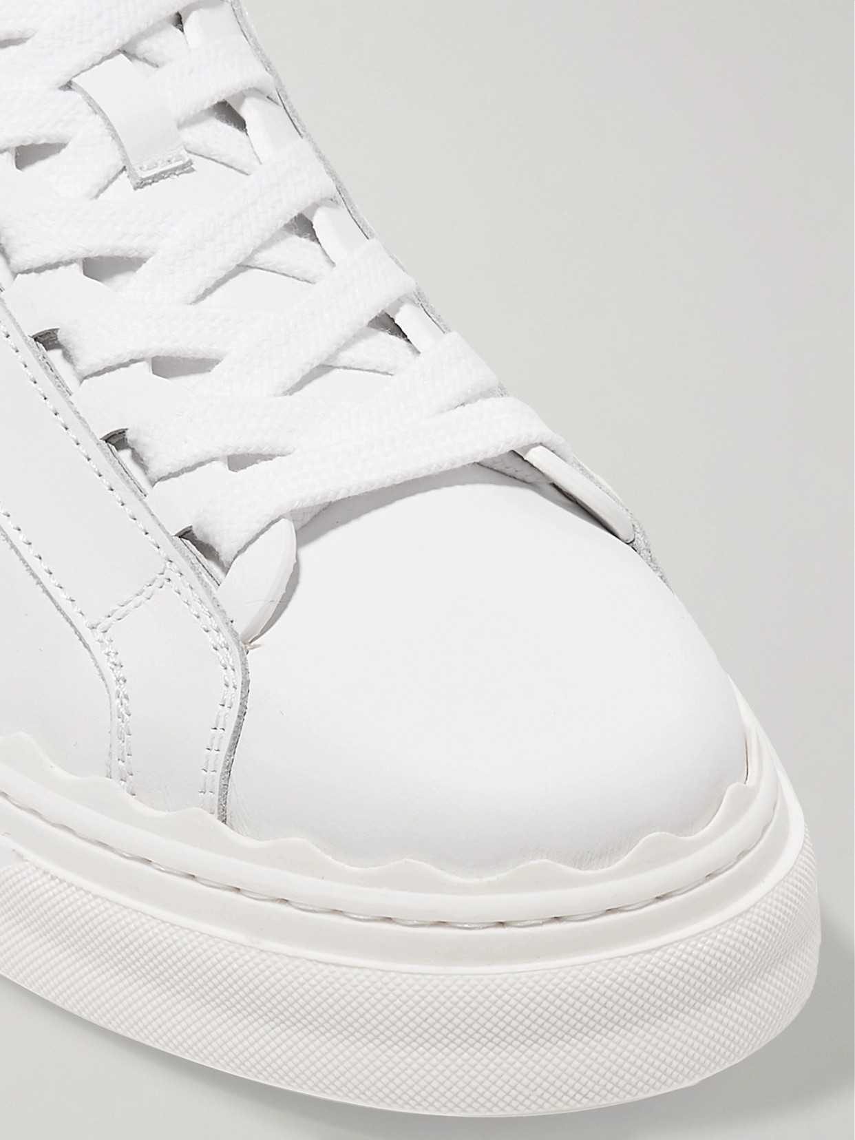 Shop Chloé + Net Sustain Lauren Scalloped Leather Sneakers In White