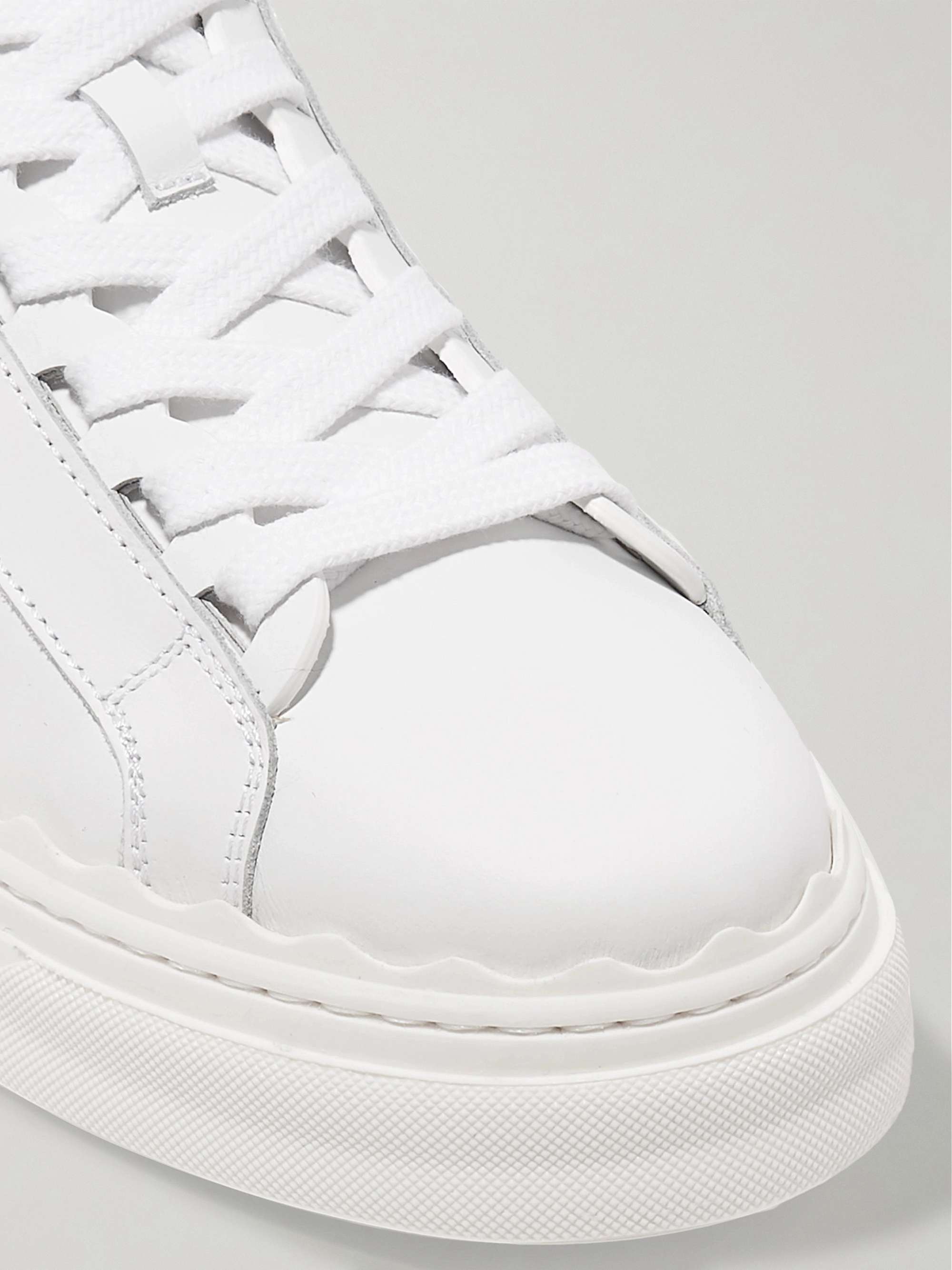 CHLOÉ + NET SUSTAIN Lauren scalloped leather sneakers