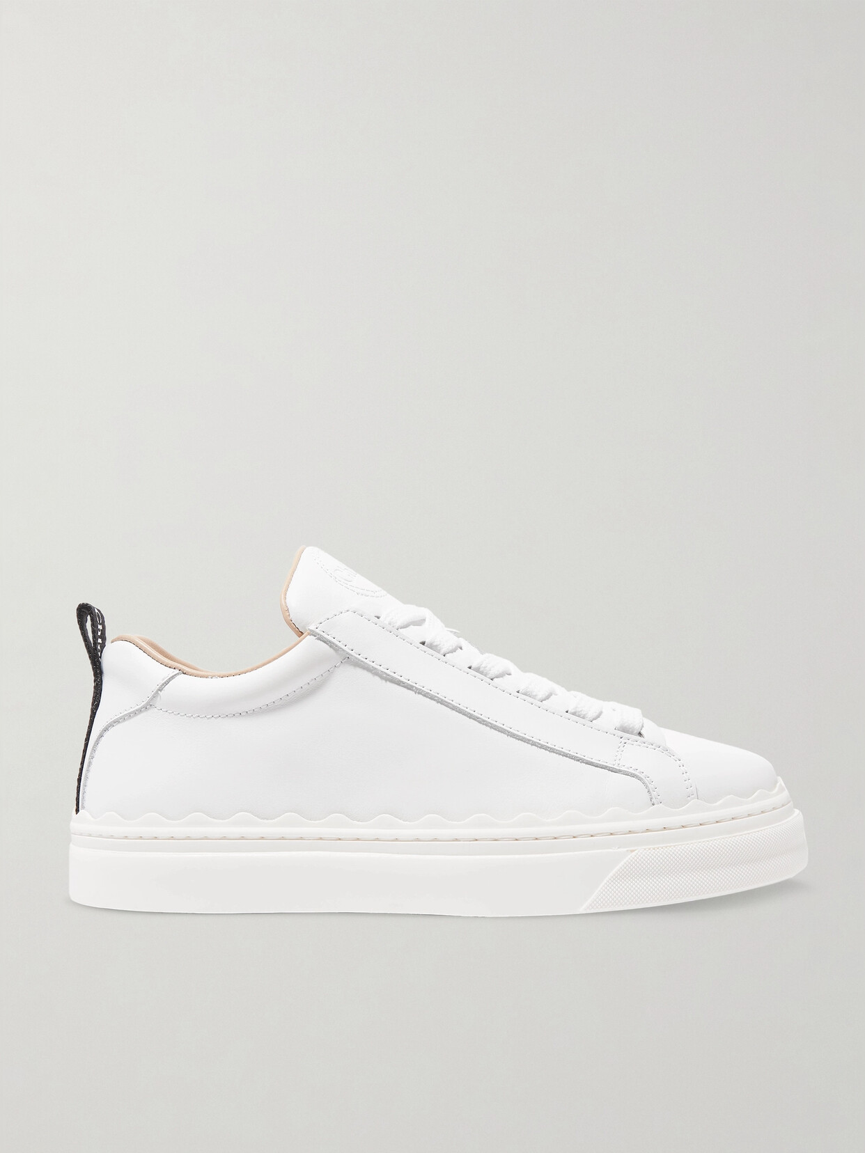 Shop Chloé + Net Sustain Lauren Scalloped Leather Sneakers In White