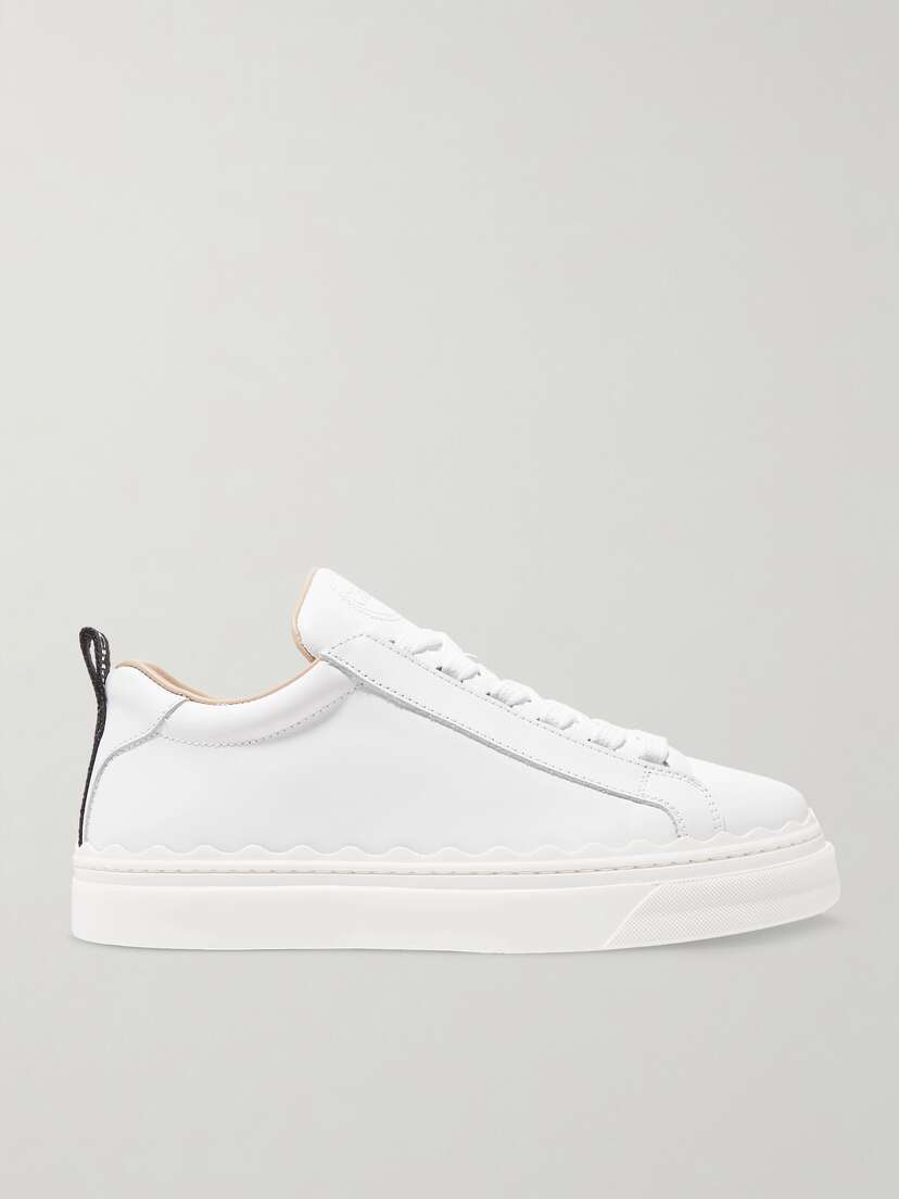 Chloé + Net Sustain Lauren Scalloped Leather Sneakers