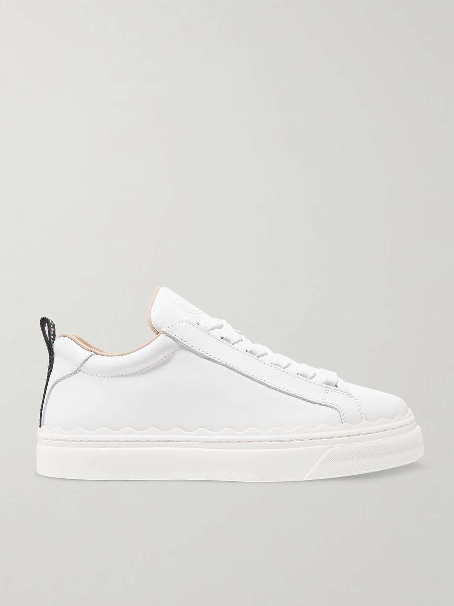 chloé lauren scalloped leather sneakers