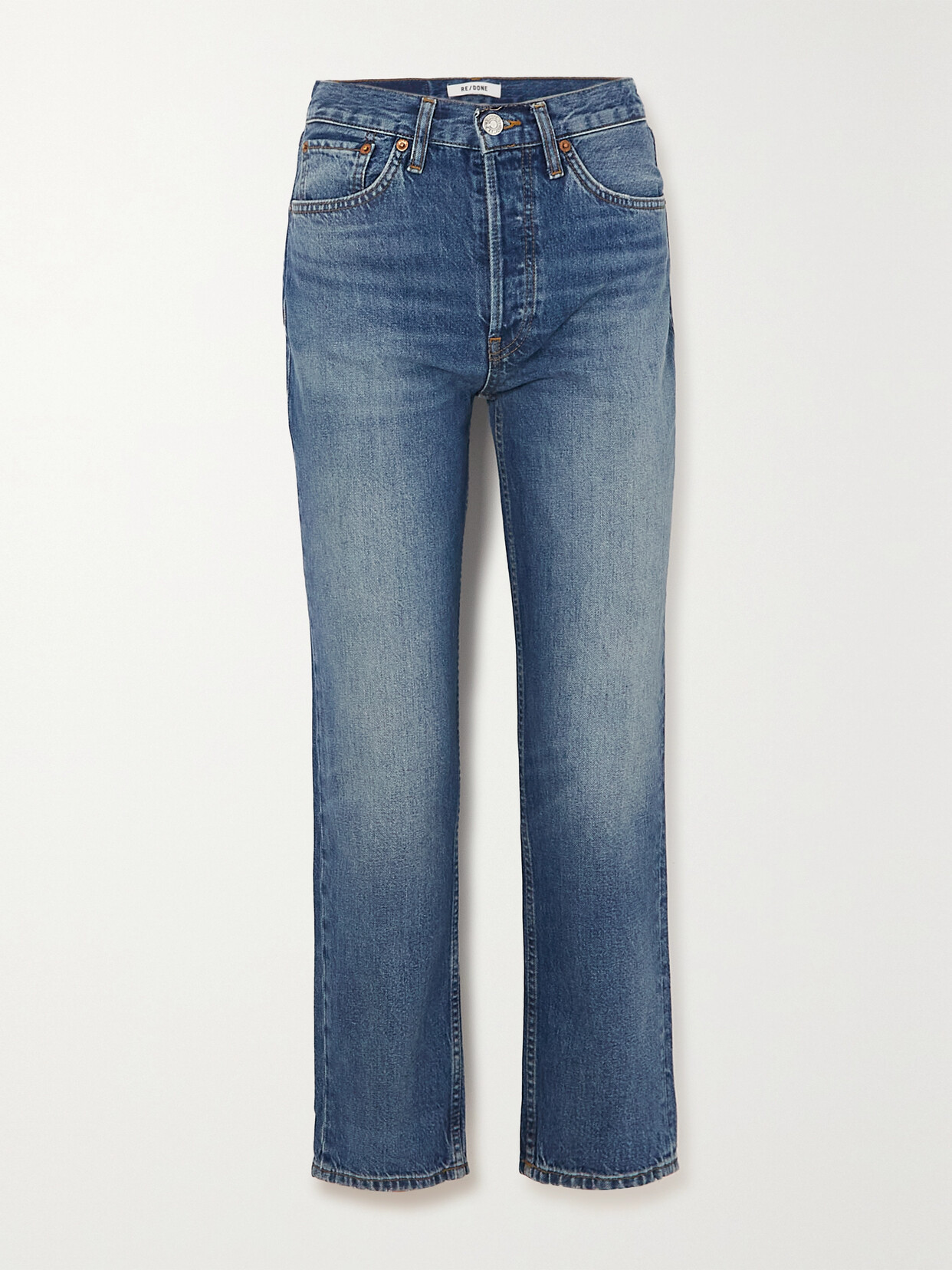 RE/DONE 70s Stove Pip High-rise Straight-leg Jeans - Blue
