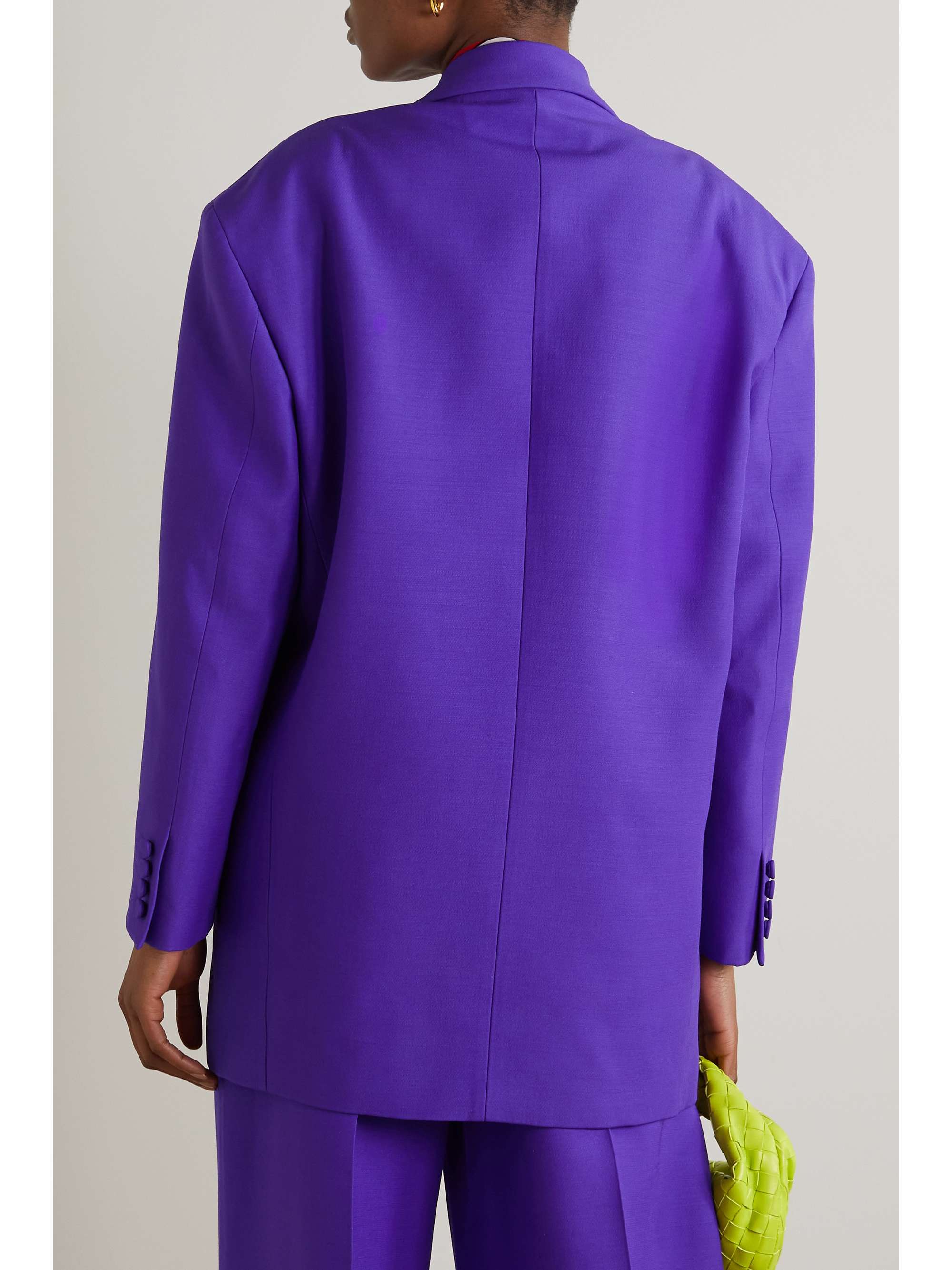 VALENTINO Oversized double-breasted wool and silk-blend crepe blazer