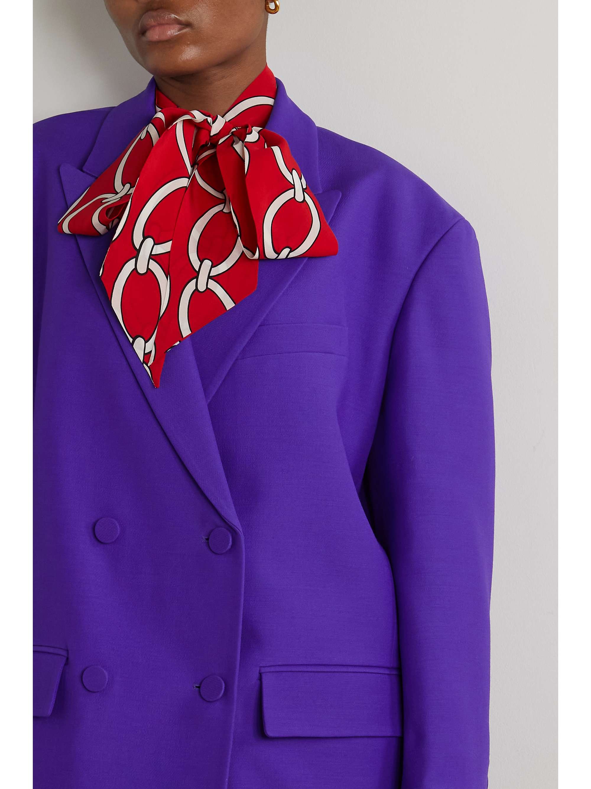 VALENTINO Oversized double-breasted wool and silk-blend crepe blazer
