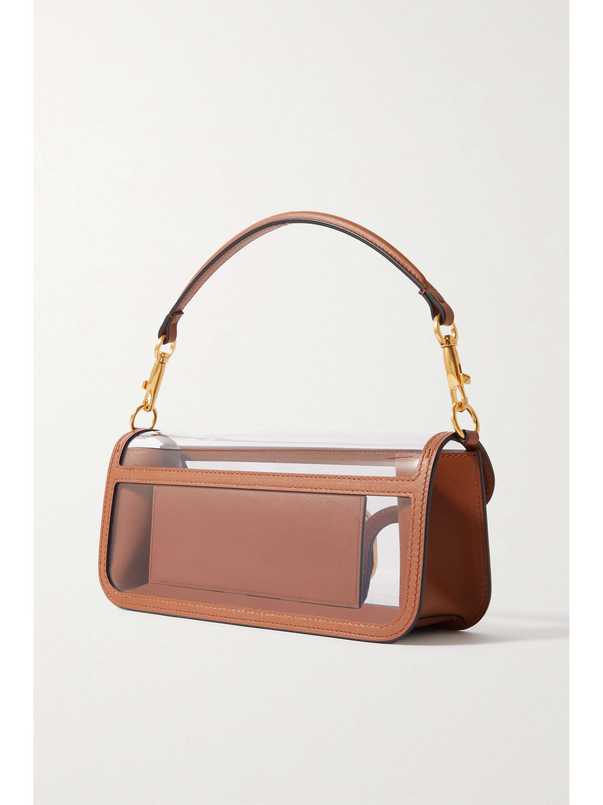 VALENTINO GARAVANI Valentino Garavani VLOGO leather-trimmed PVC shoulder bag