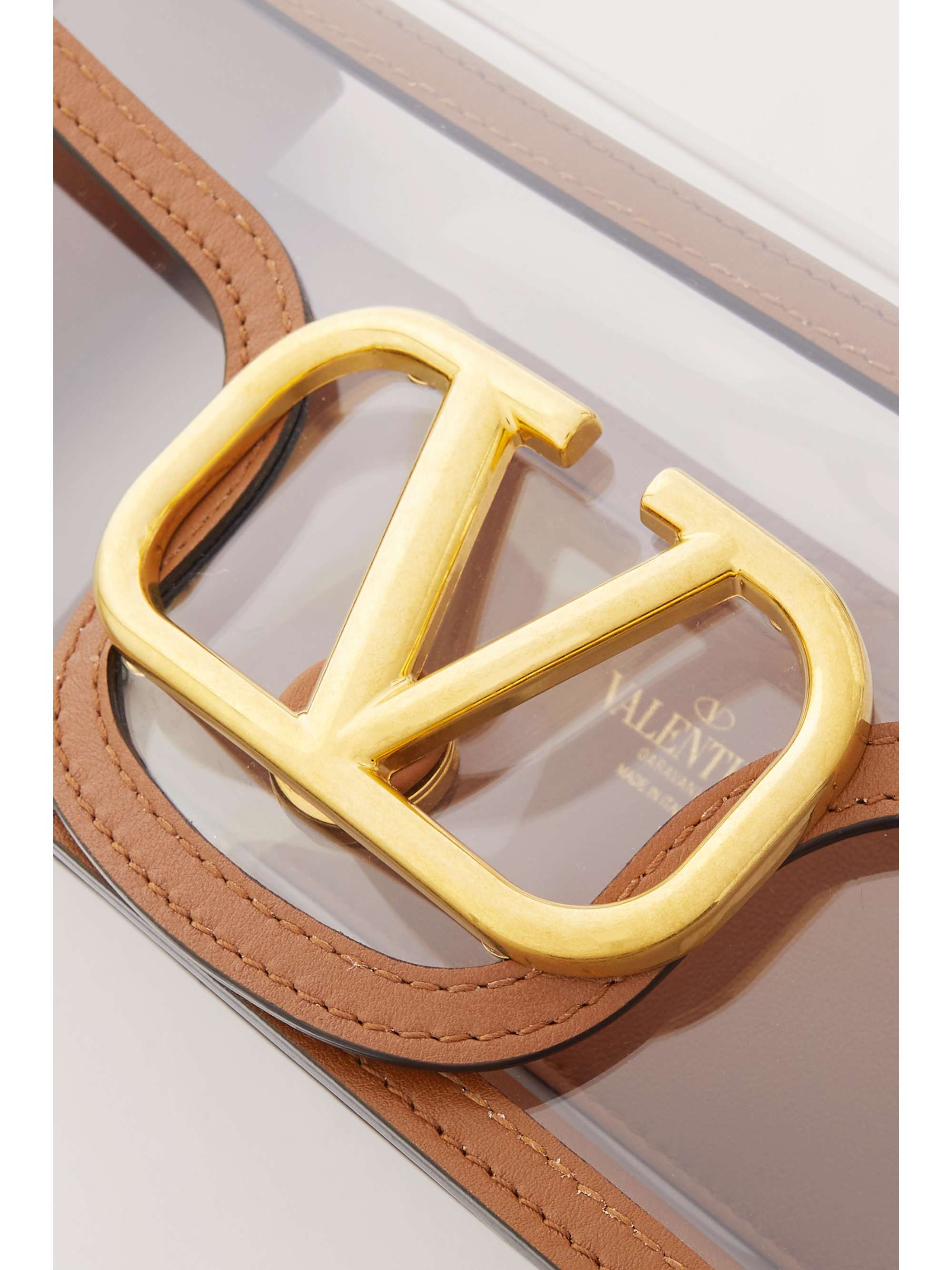 VALENTINO GARAVANI Valentino Garavani VLOGO leather-trimmed PVC shoulder bag