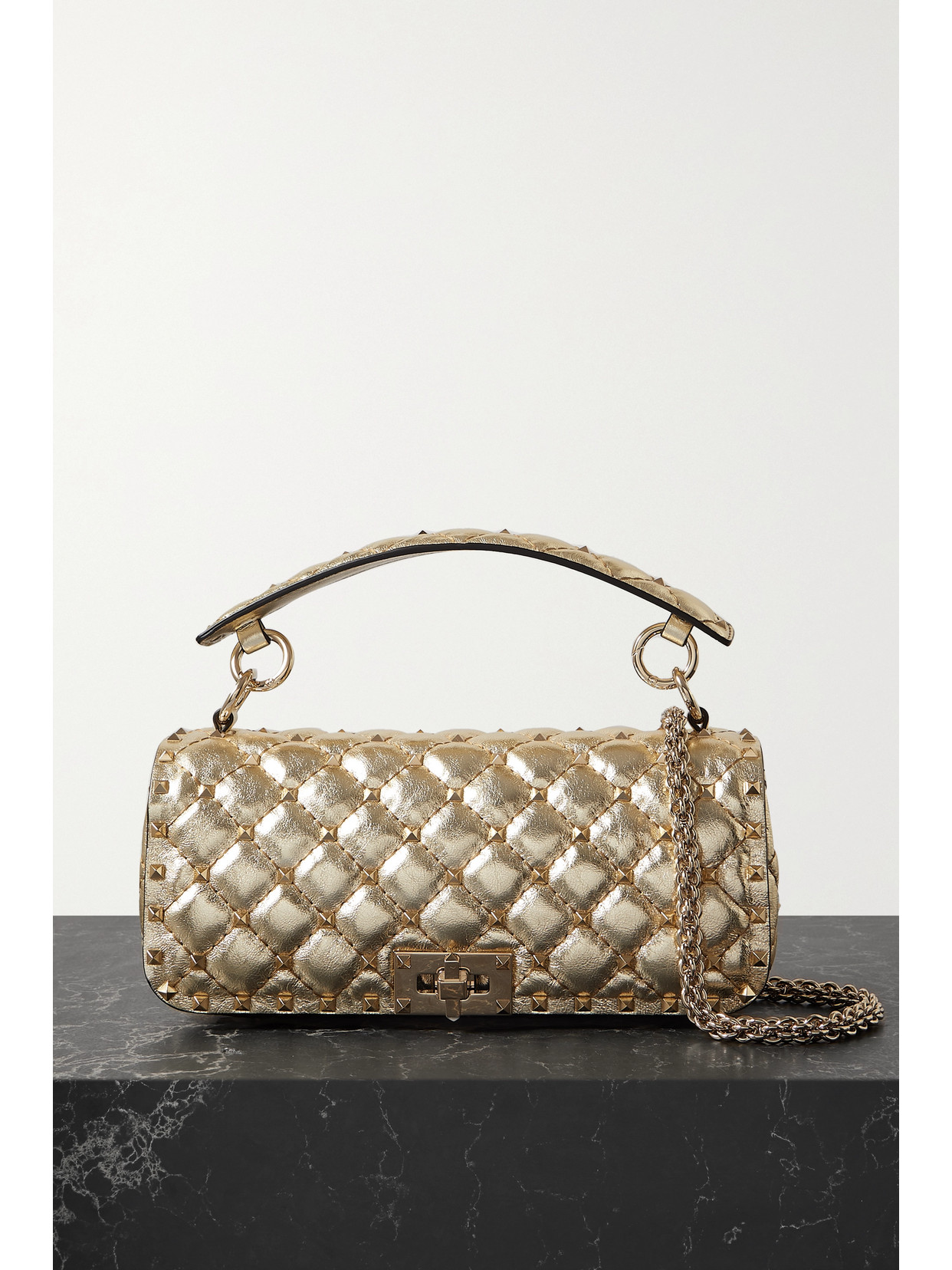 Valentino Garavani Rockstud Spike Quilted Leather Shoulder Bag In