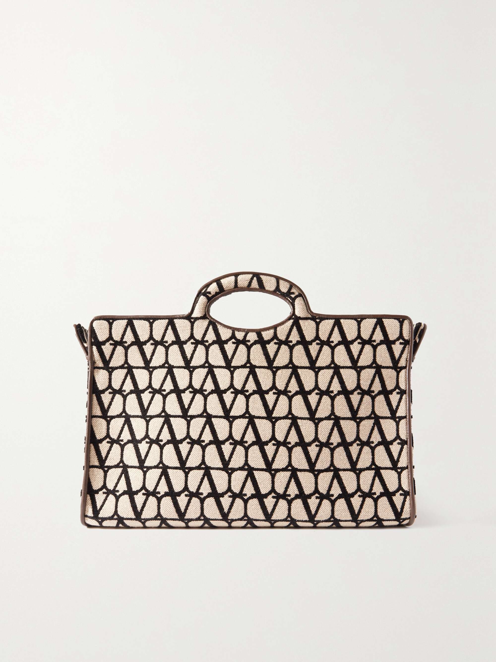 V Logo Small Canvas Tote Bag in Beige - Valentino Garavani