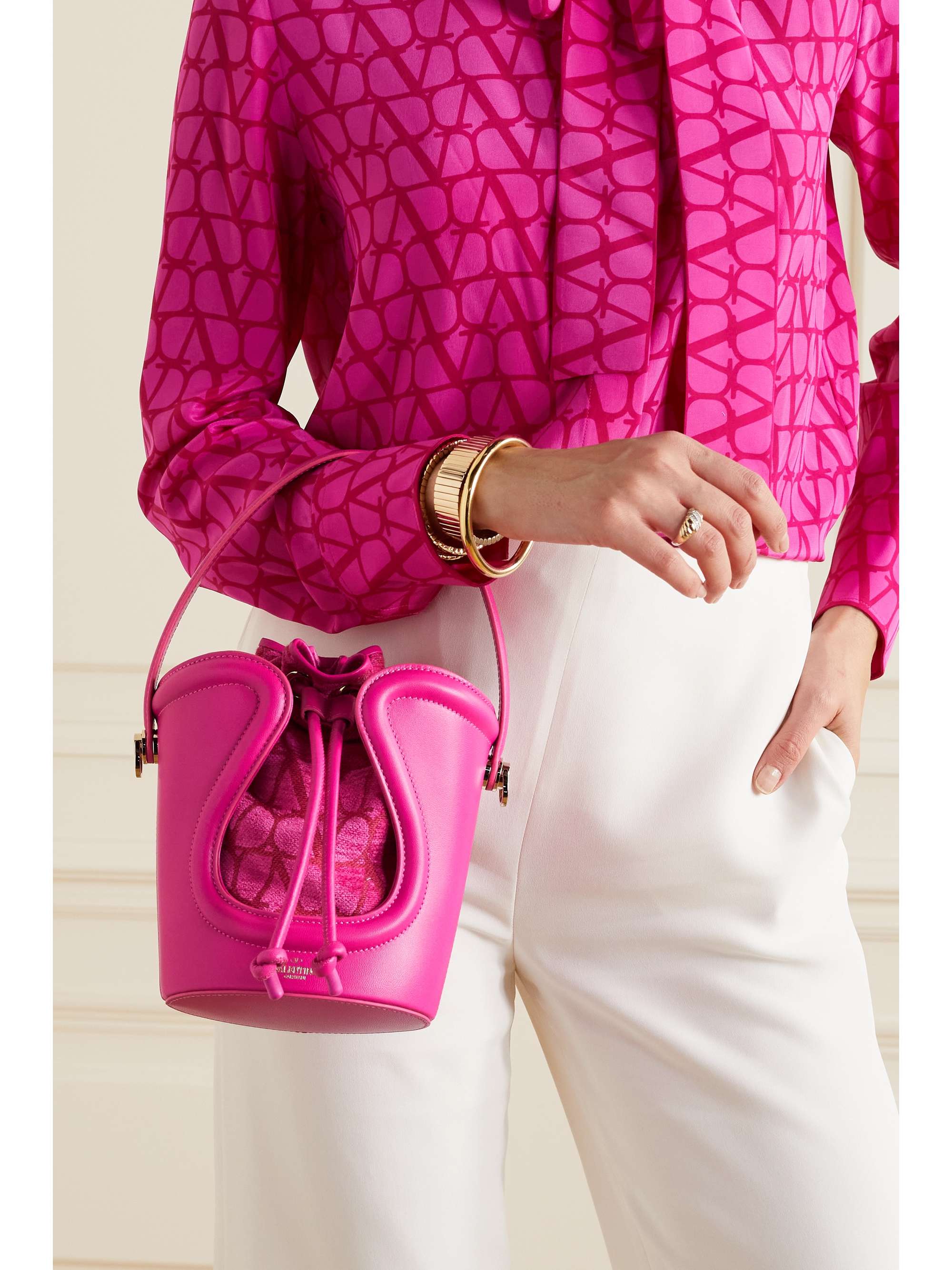 VALENTINO GARAVANI Valentino Garavani Sculpture leather and jacquard