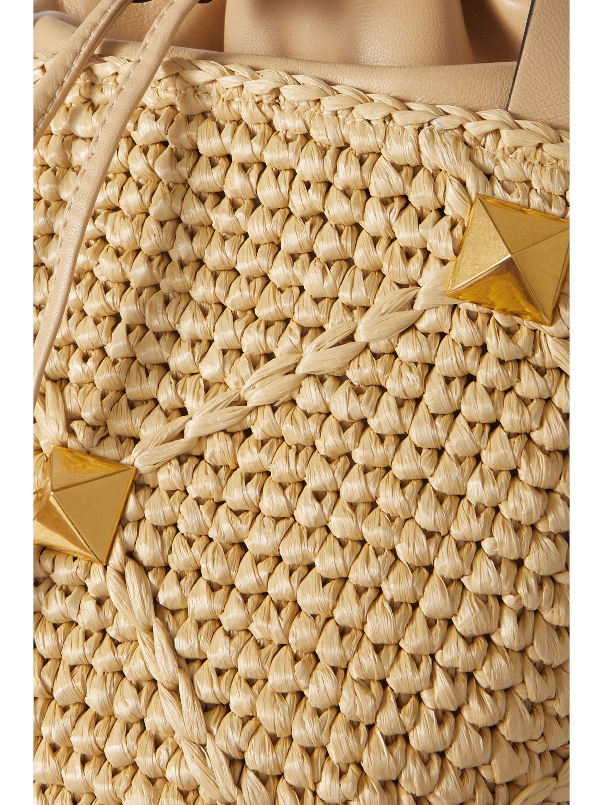 VALENTINO GARAVANI Valentino Garavani Roman Stud raffia and leather bucket bag