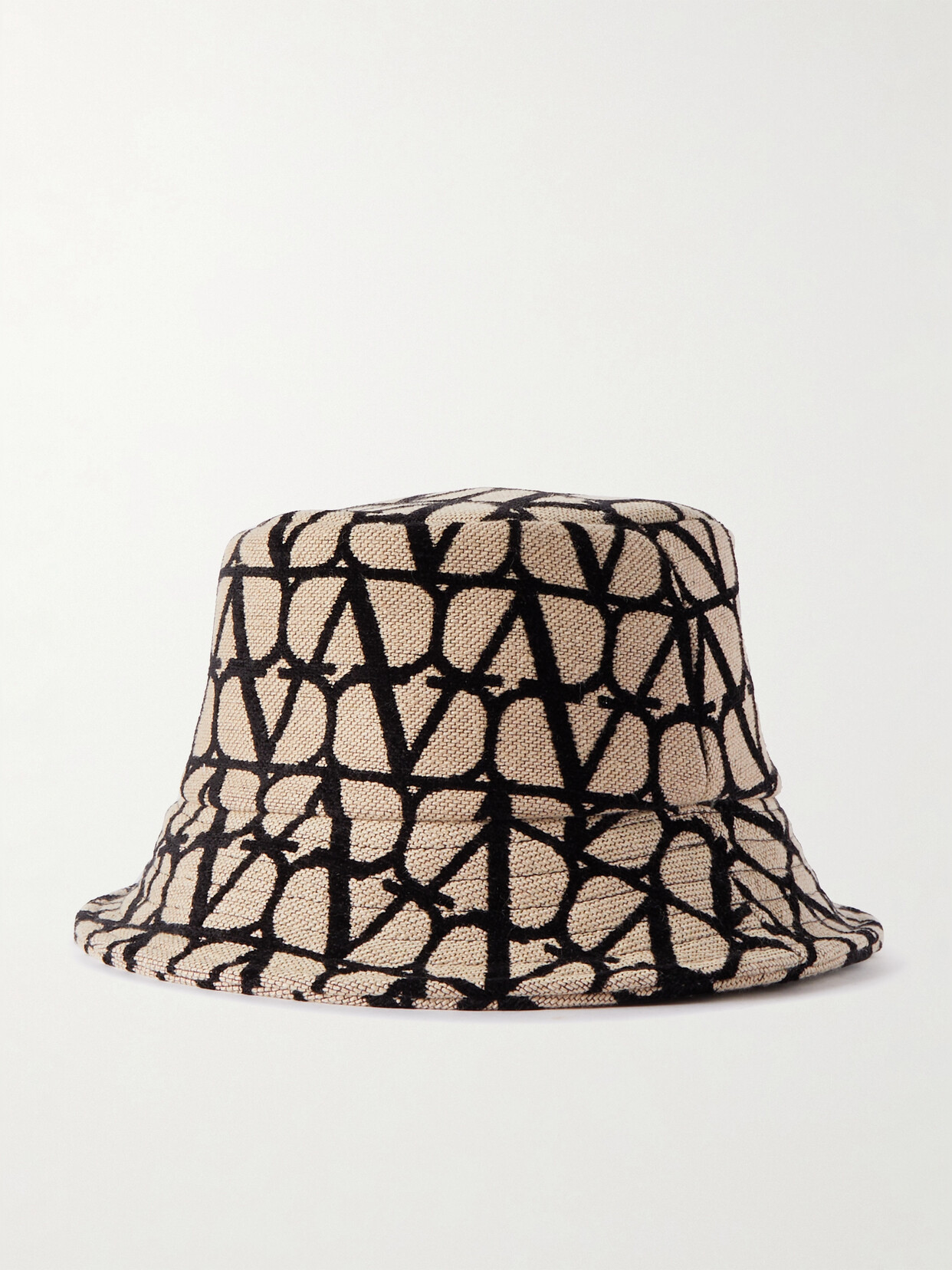 Valentino Garavani Canvas-jacquard Bucket Hat In Black