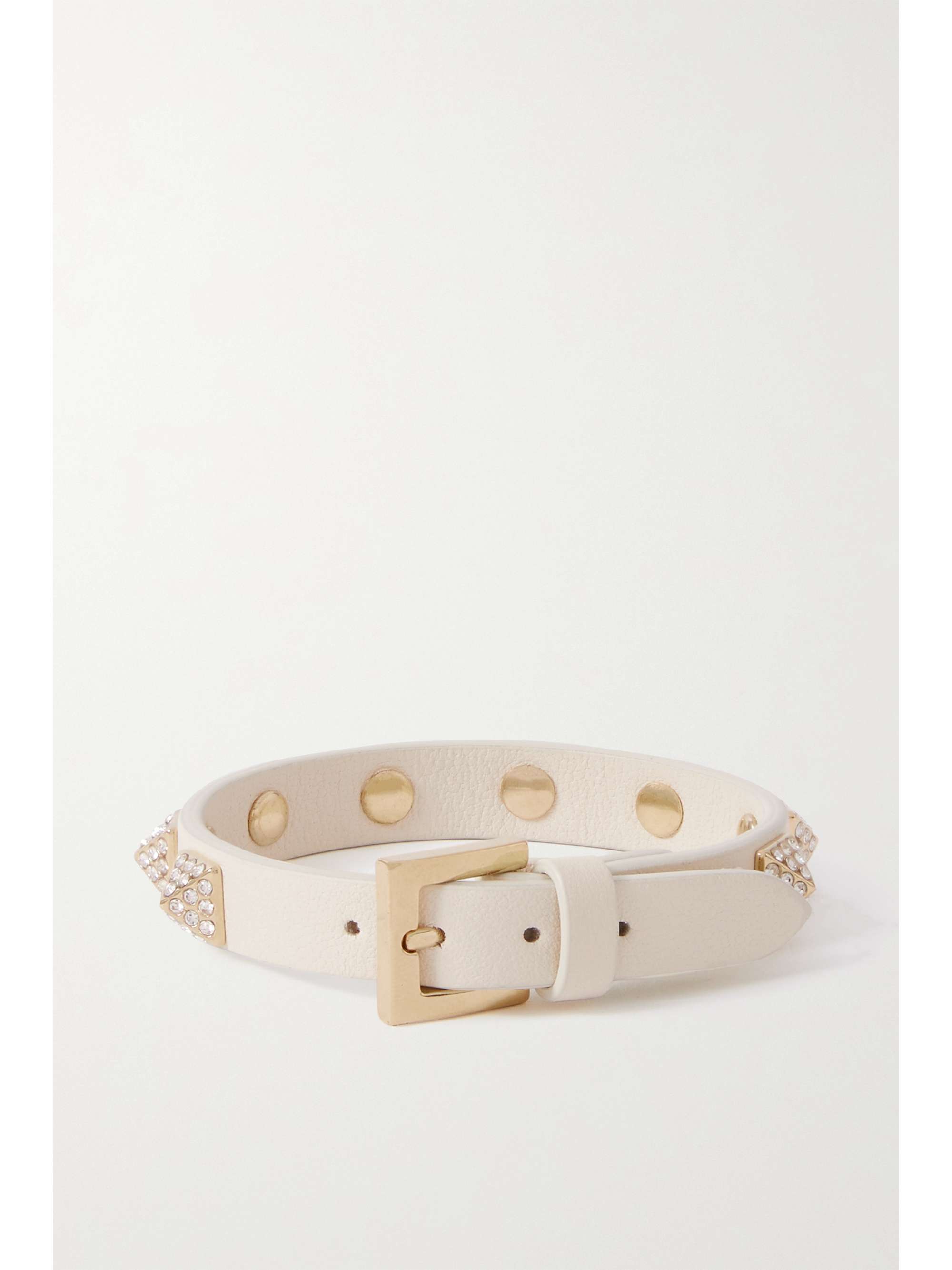 VALENTINO GARAVANI Valentino Garavani Rockstud crystal-embellished leather and gold-tone bracelet
