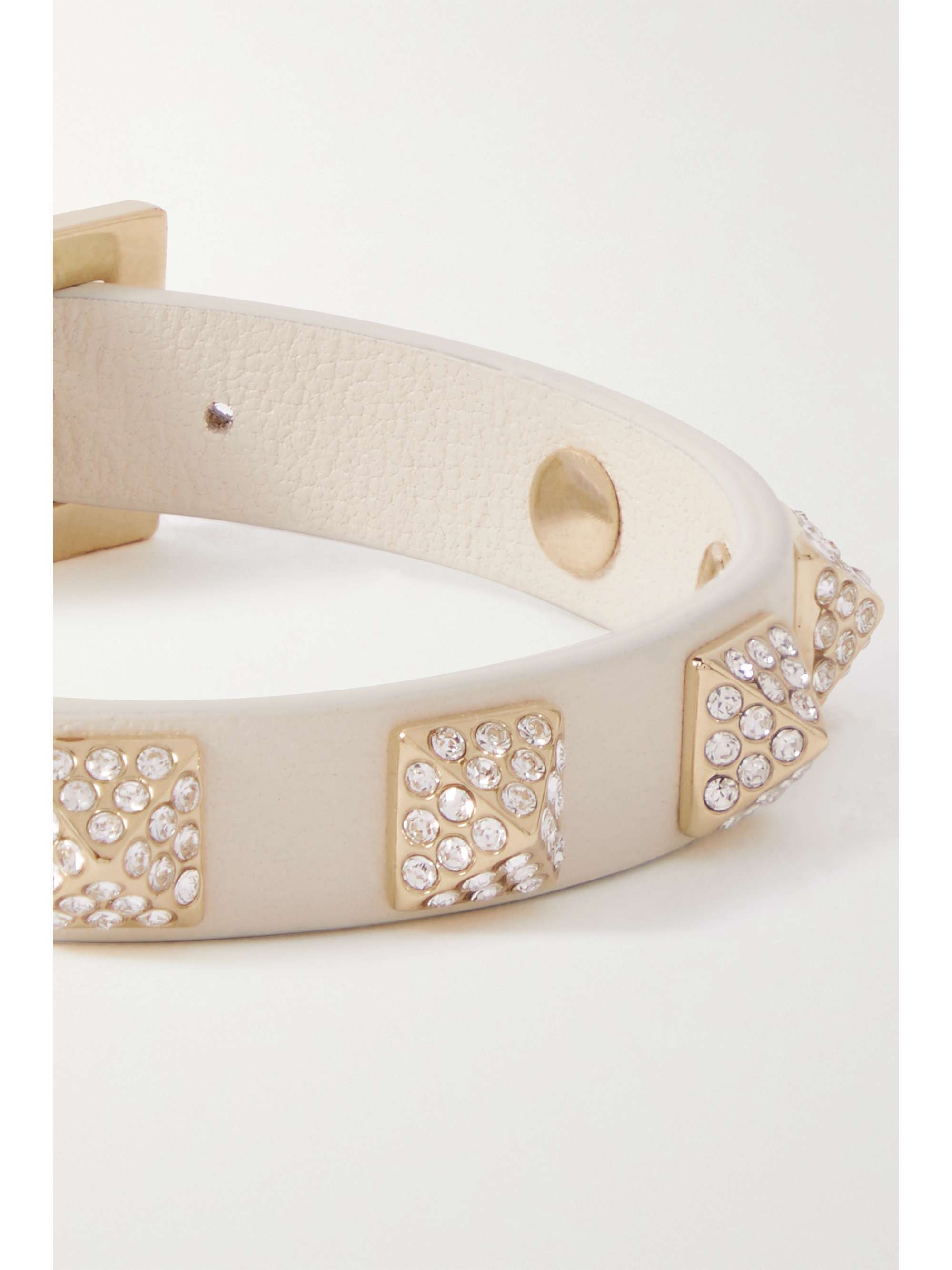 VALENTINO GARAVANI Valentino Garavani Rockstud crystal-embellished leather and gold-tone bracelet