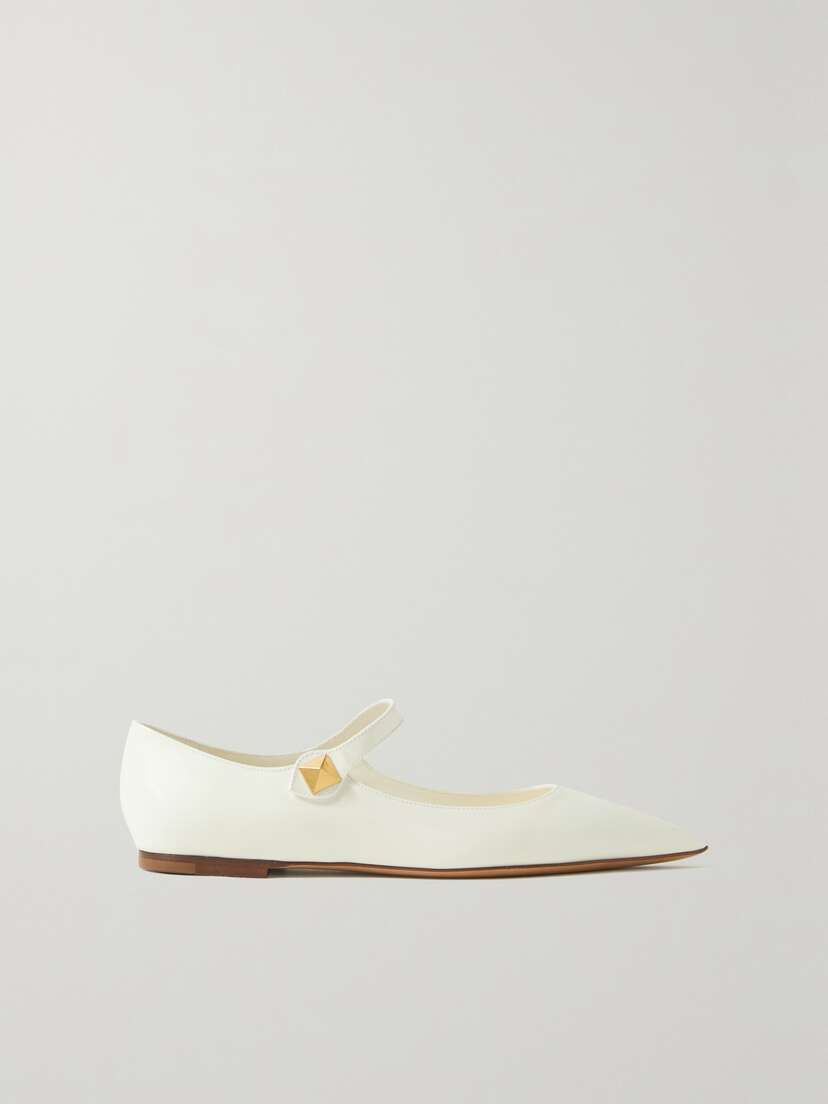 Valentino Garavani Patent-leather Point-toe Flats