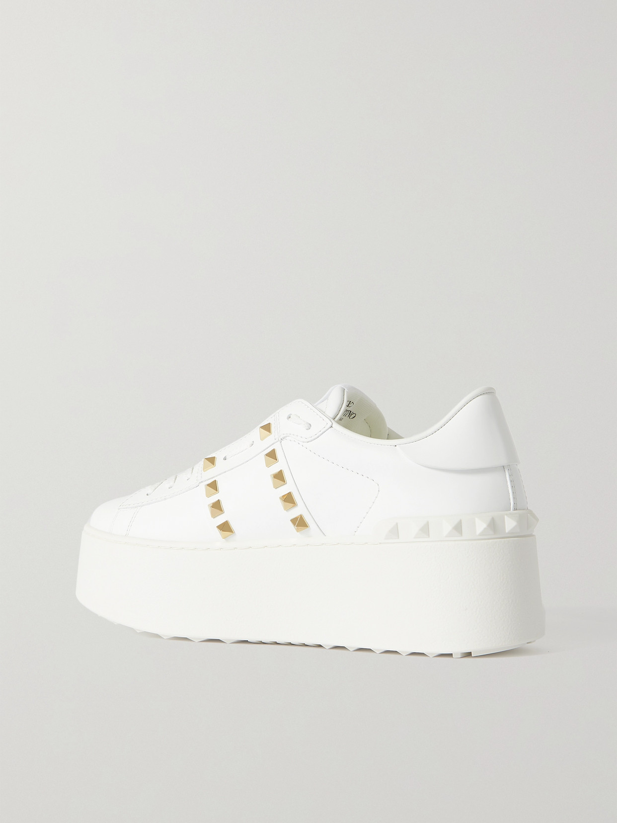 Shop Valentino Garavani Rockstud Untitled Leather Platform Sneakers In White