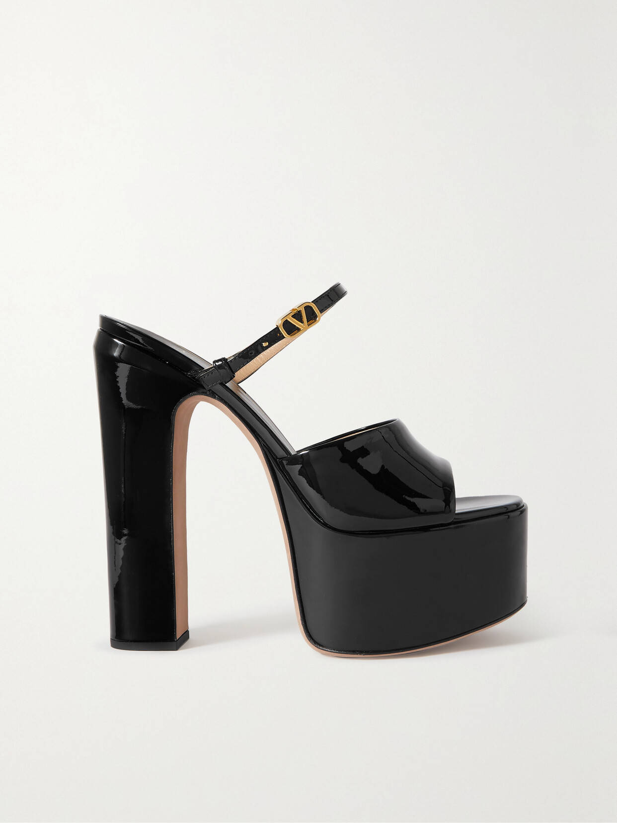 Valentino 155mm Tan-go Patent Leather Mules In Black