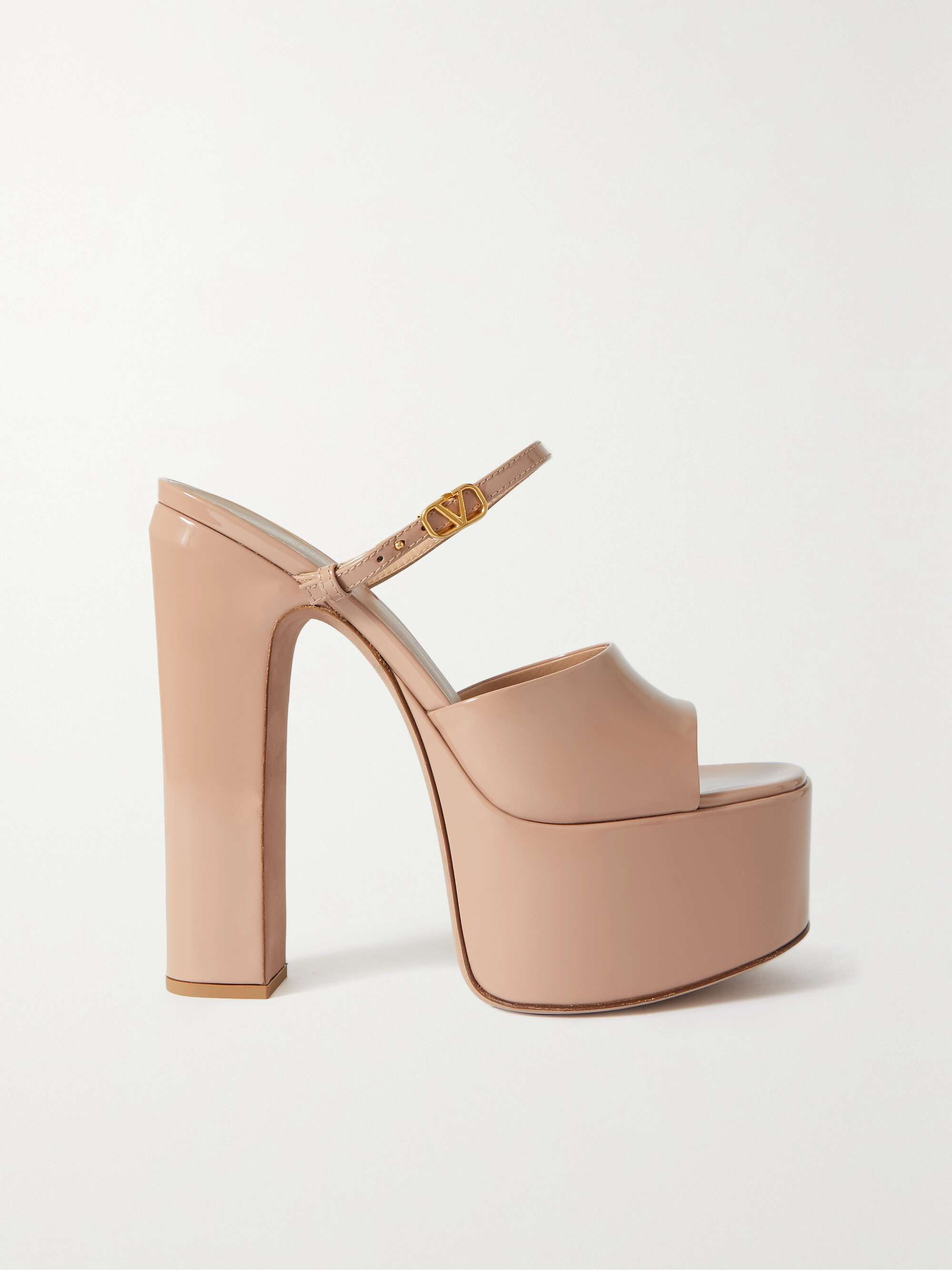VALENTINO GARAVANI Valentino Garavani Tan-Go 155 patent-leather platform  mules | NET-A-PORTER