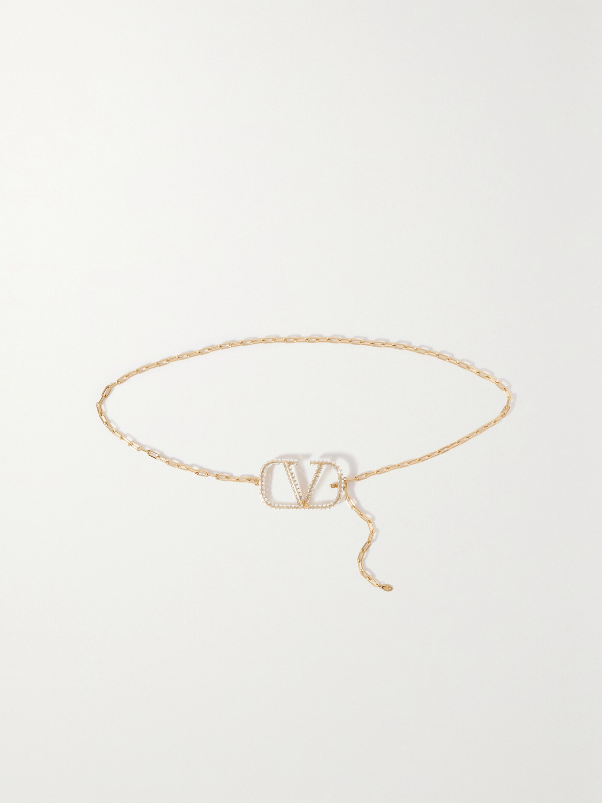 VALENTINO GARAVANI CRYSTAL-EMBELLISHED GOLD-TONE CHAIN BELT