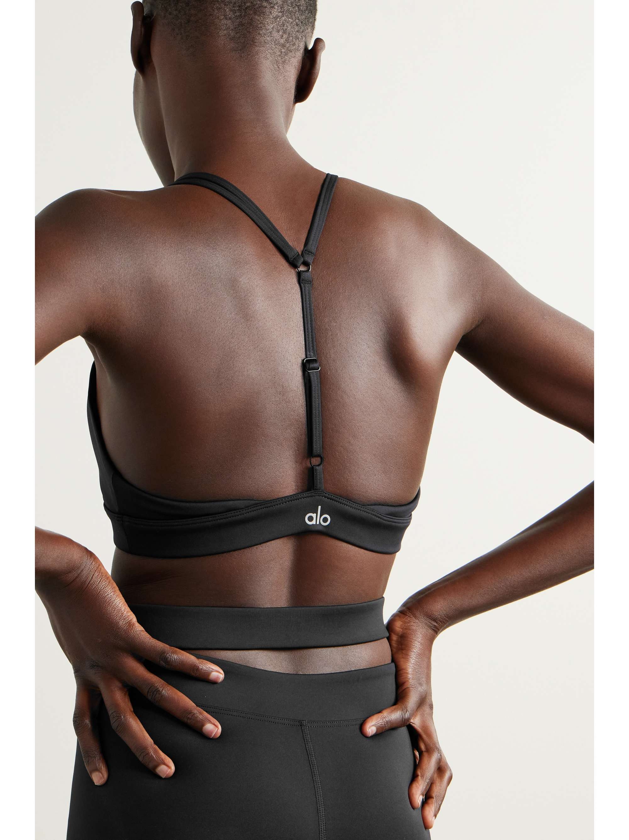 ALO YOGA Gemini Airlift layered mesh and stretch sports bra NETAPORTER