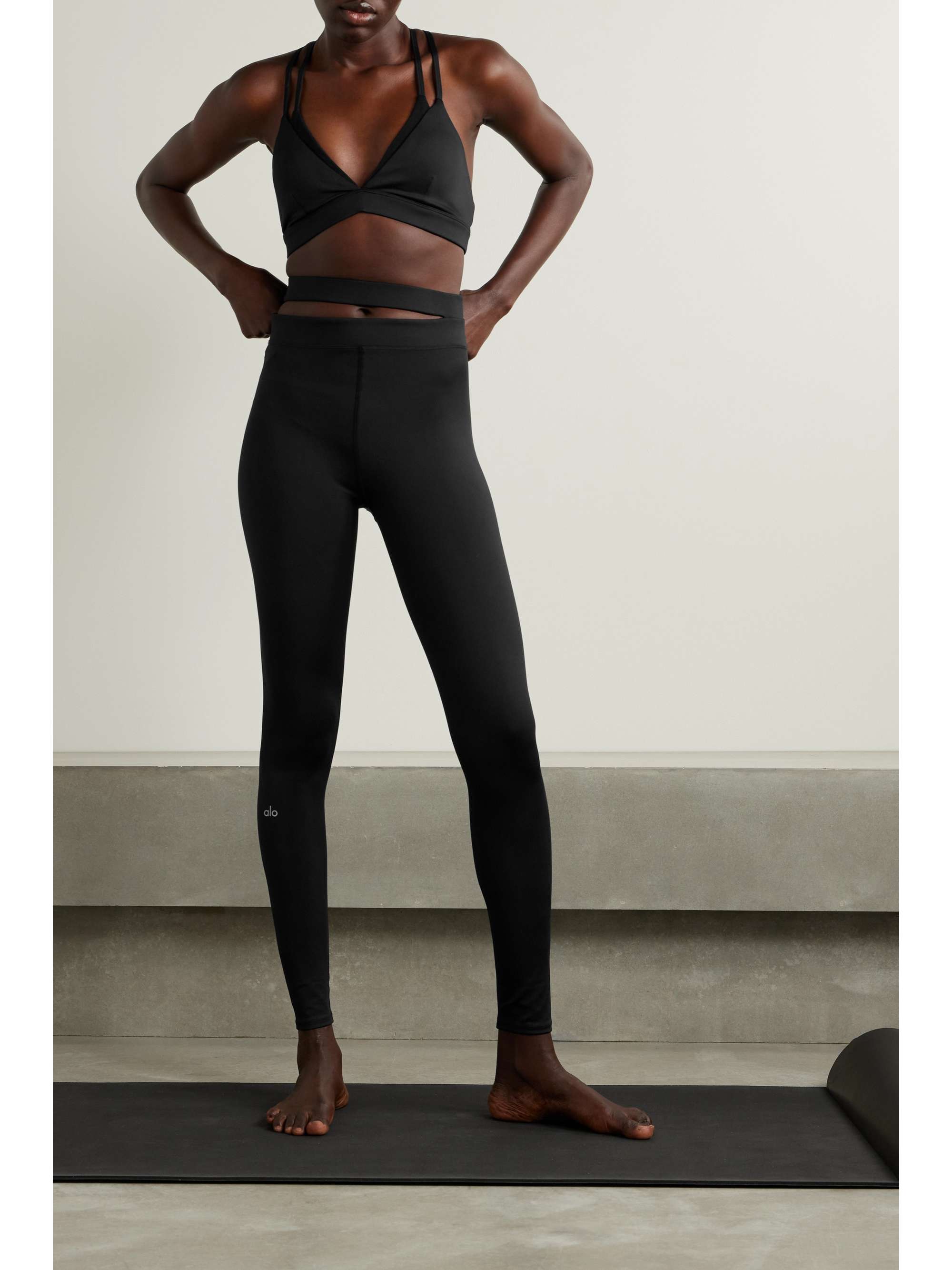 ALO YOGA Gemini Airlift layered mesh and stretch sports bra NETAPORTER