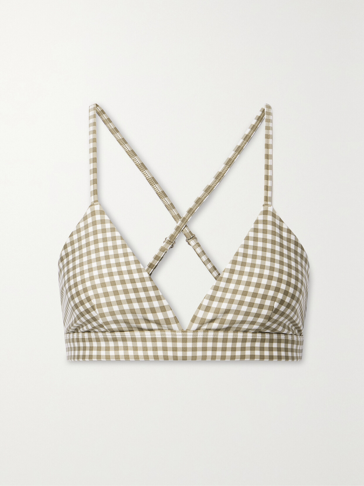 Alo Yoga Airlift Splendor Gingham Stretch Sports Bra In Neutrals