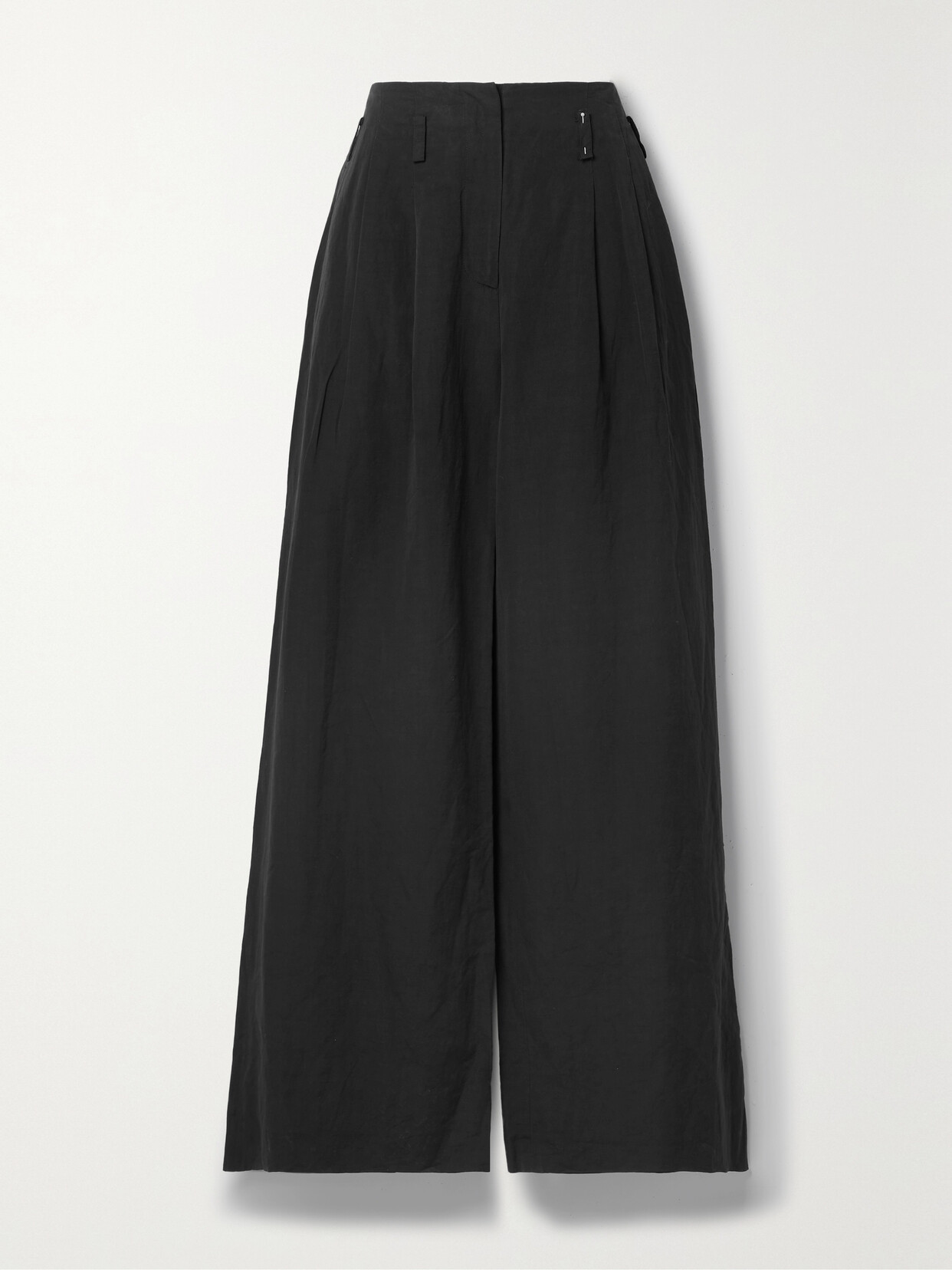 Ulla Johnson - Pascale Pleated Slub Cotton-blend Wide-leg Pants - Black