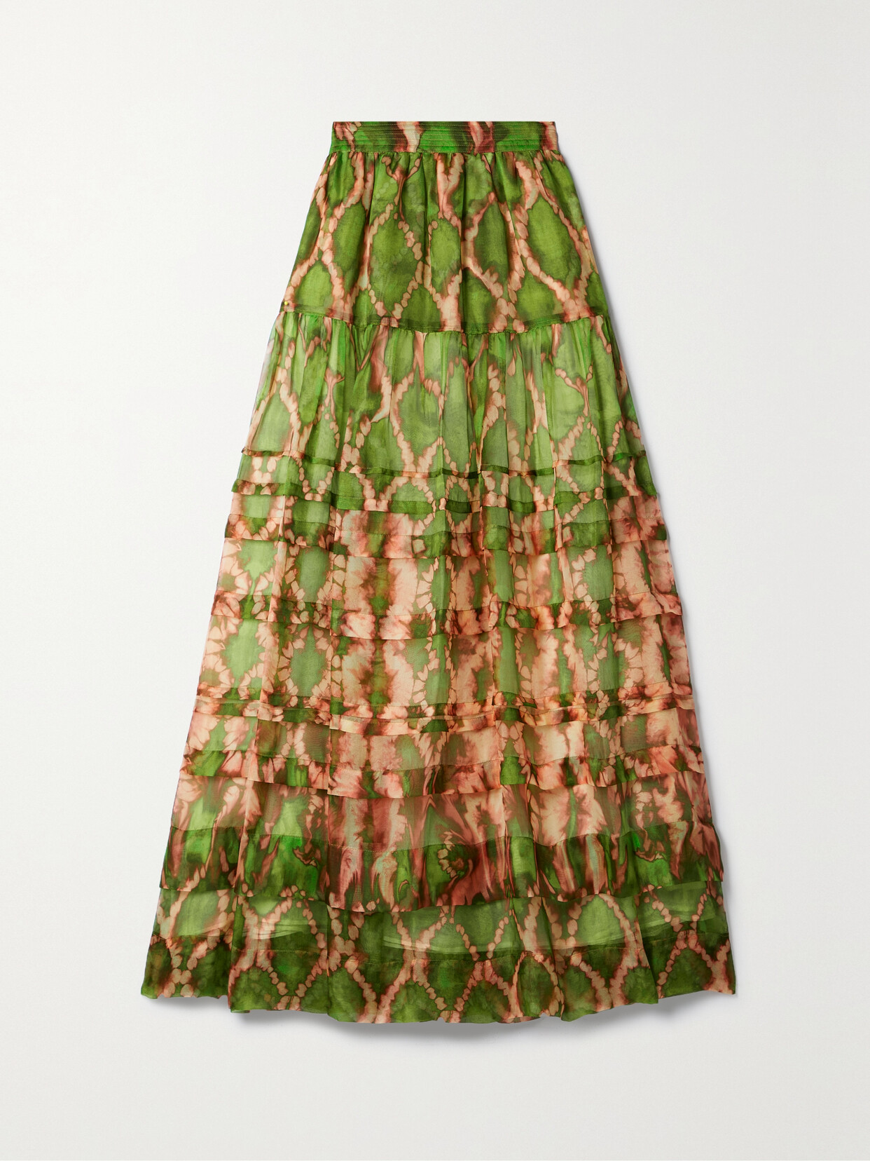 Ulla Johnson - Dimitra Tiered Printed Silk Midi Skirt - Green