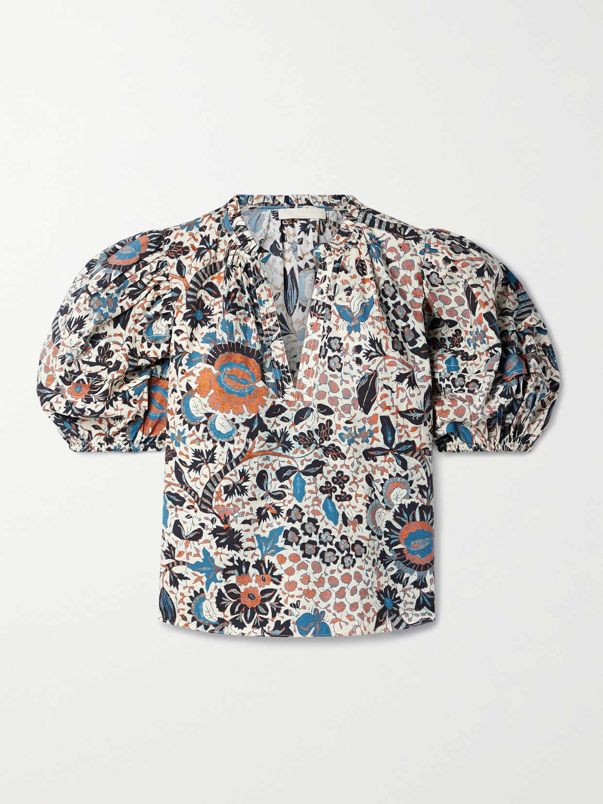 ULLA JOHNSON IMARI FLORAL-PRINT COTTON-POPLIN BLOUSE