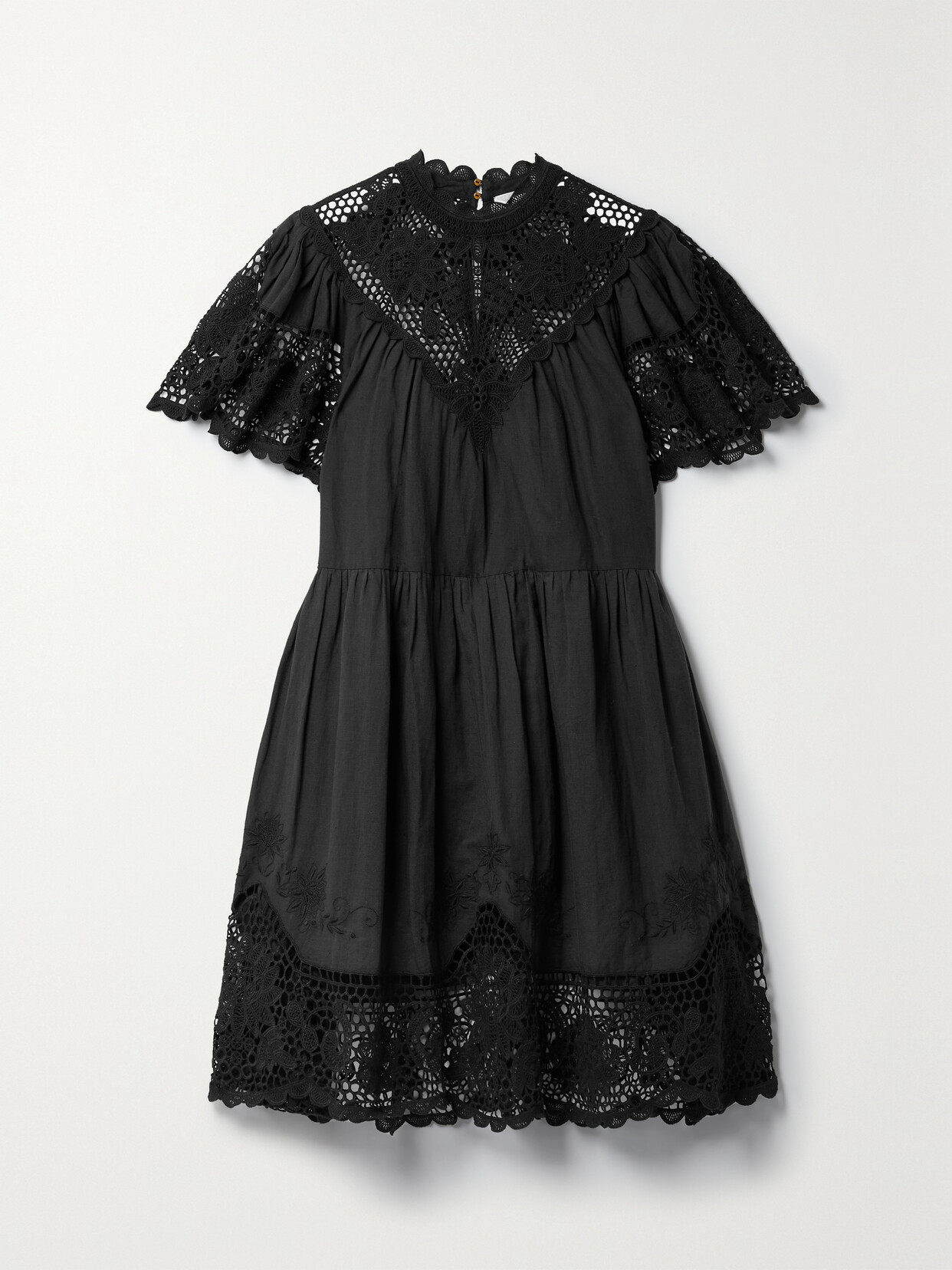 Ulla Johnson - Tallulah Guipure Lace-trimmed Linen And Cotton-blend Dress - Black