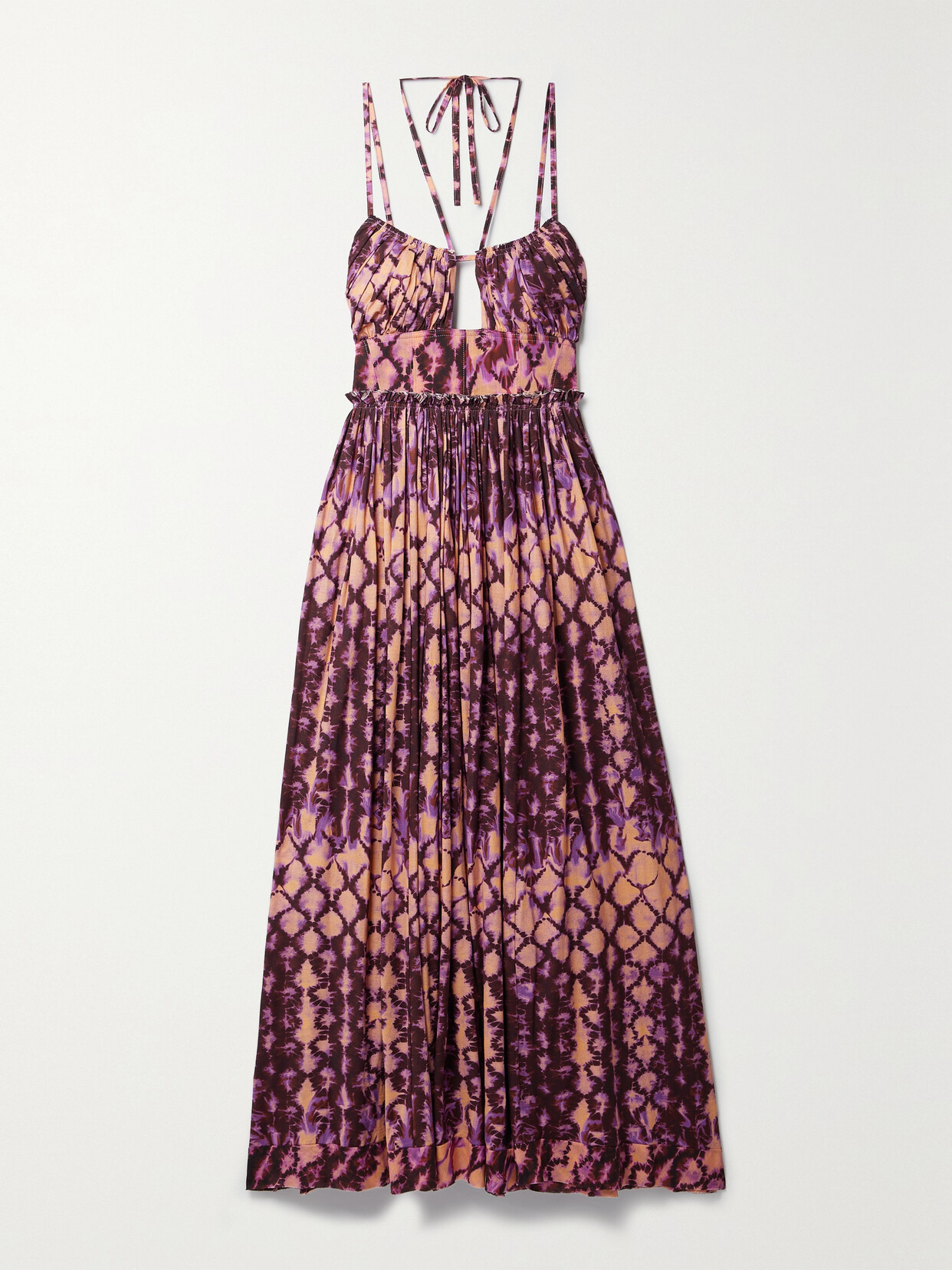 Ulla Johnson - Freya Cutout Tie-dyed Cotton-jersey Midi Dress - Purple