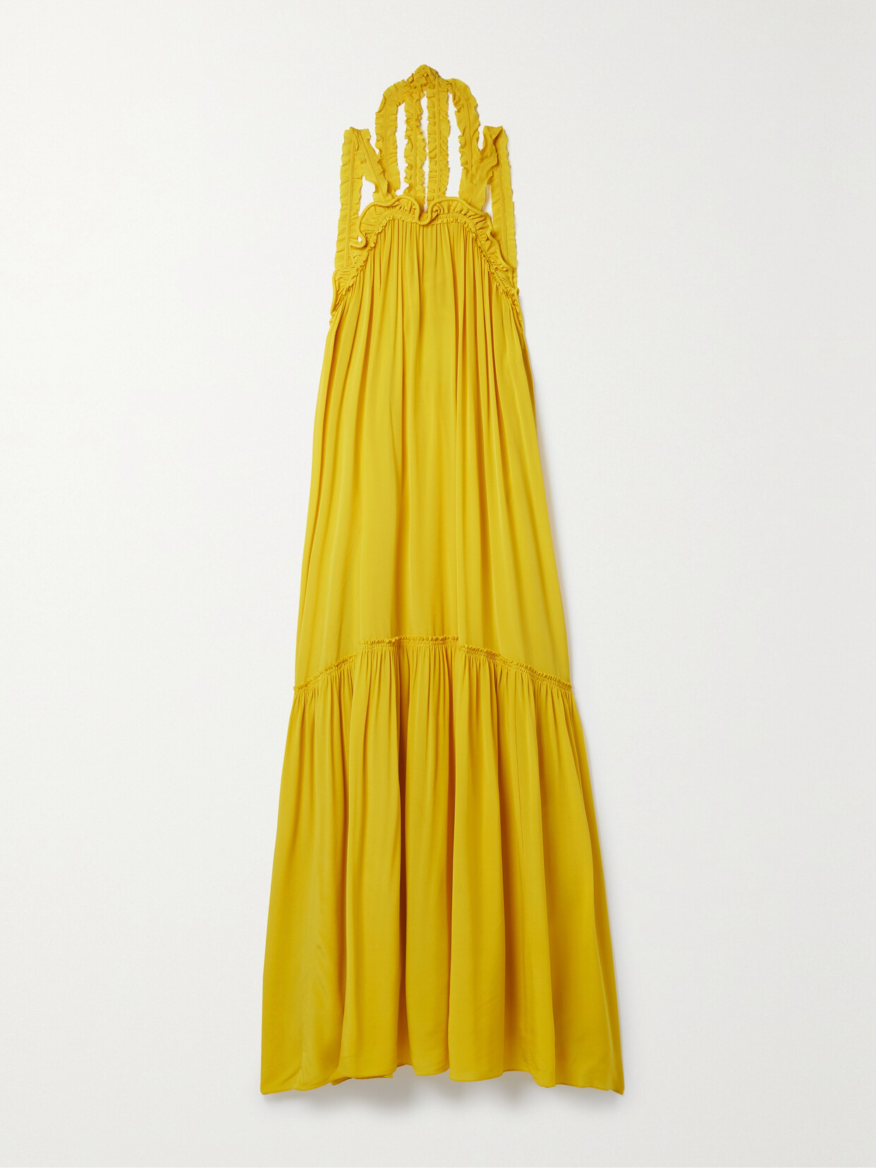 Ulla Johnson - Celeste Open-back Ruffled Silk-crepe Halterneck Maxi Dress - Yellow