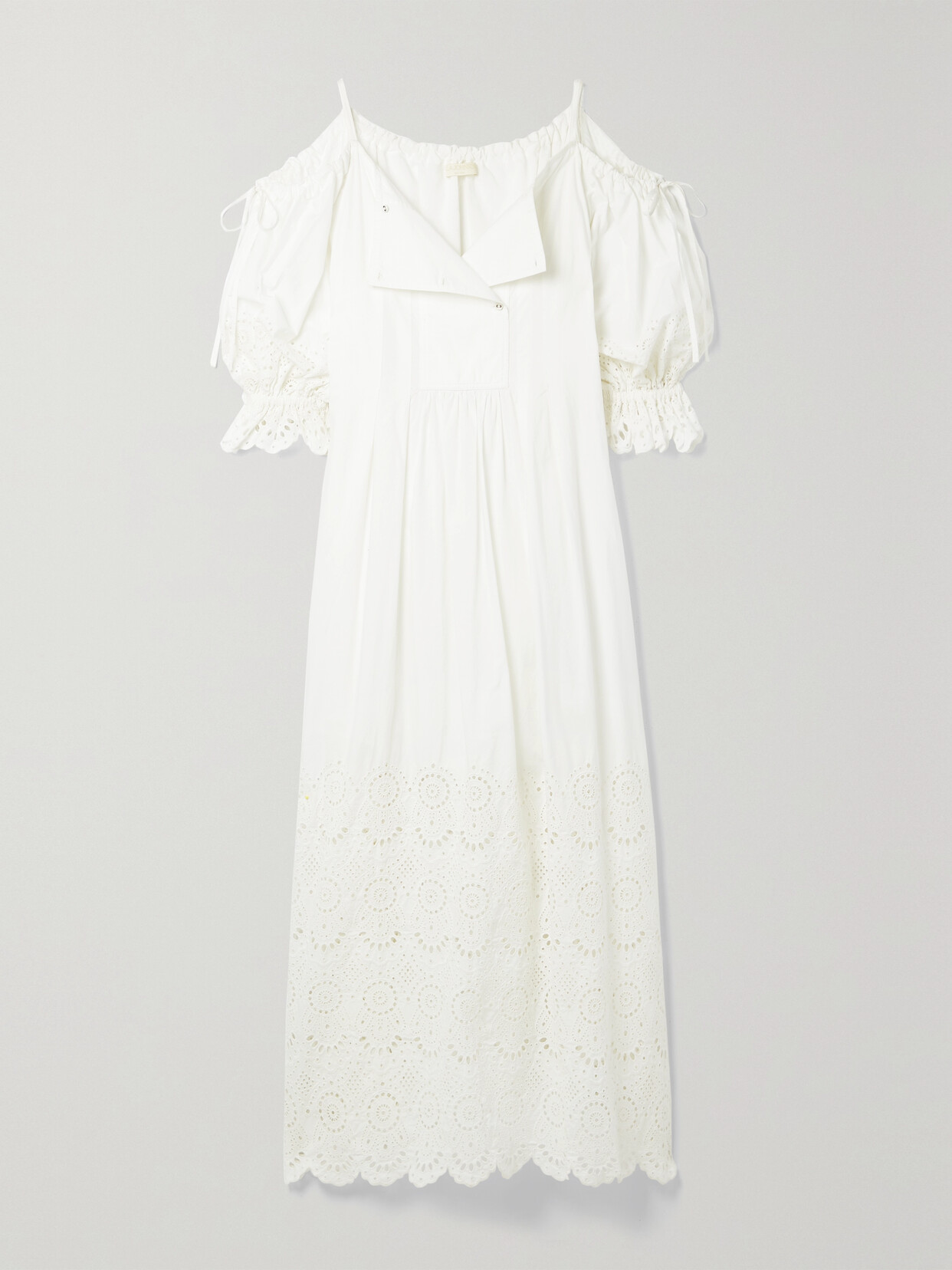 Ulla Johnson - Narcisa Cold-shoulder Broderie Anglaise Cotton Midi Dress - White