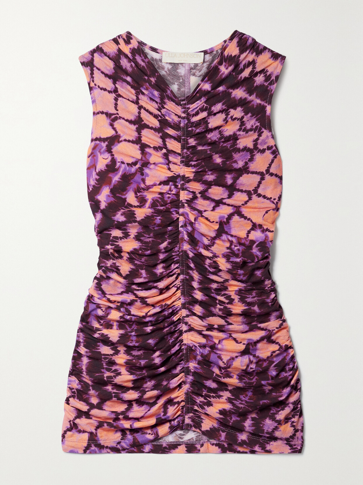 Ulla Johnson - Allie Ruched Tie-dyed Cotton-jersey Tank - Purple